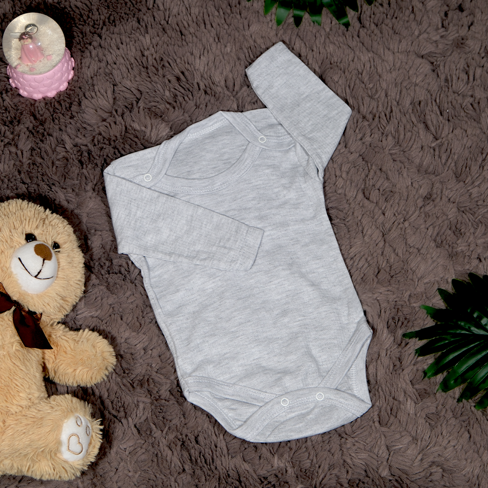Gri Raporlu Kollu Zıbın Body 1 - 9 Ay
