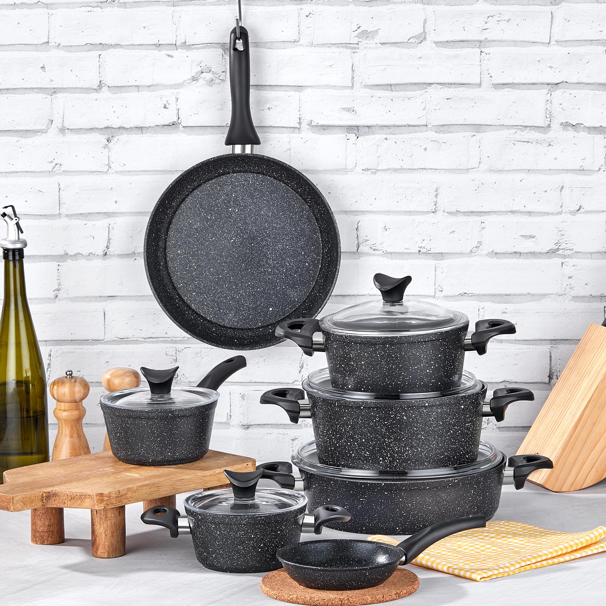 Taç Master Cook Family 12 Prç Granit Tencere Seti Siyah
