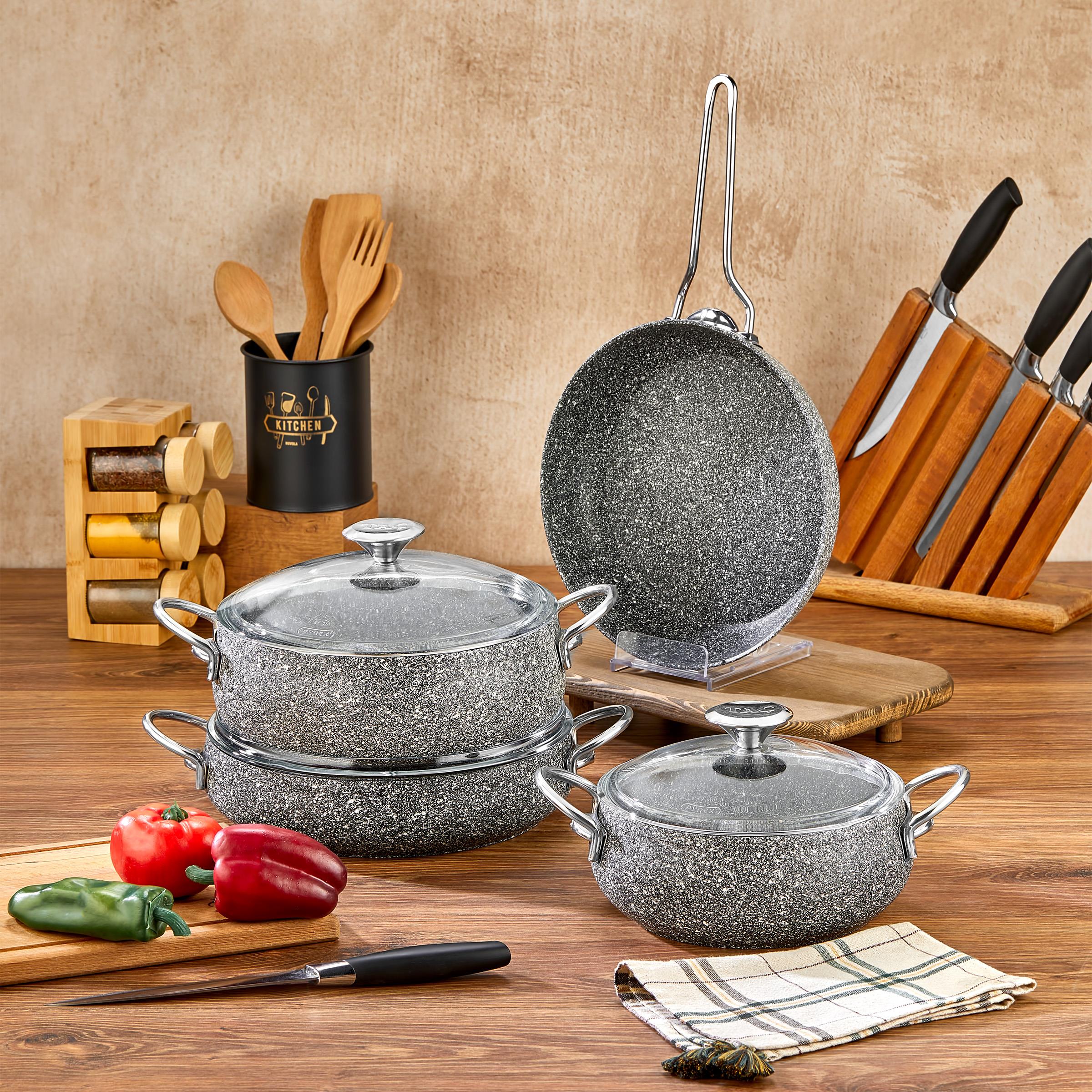 Taç MasterCook Tombik 7 Parça Tencere Seti Gri Metal Saplı