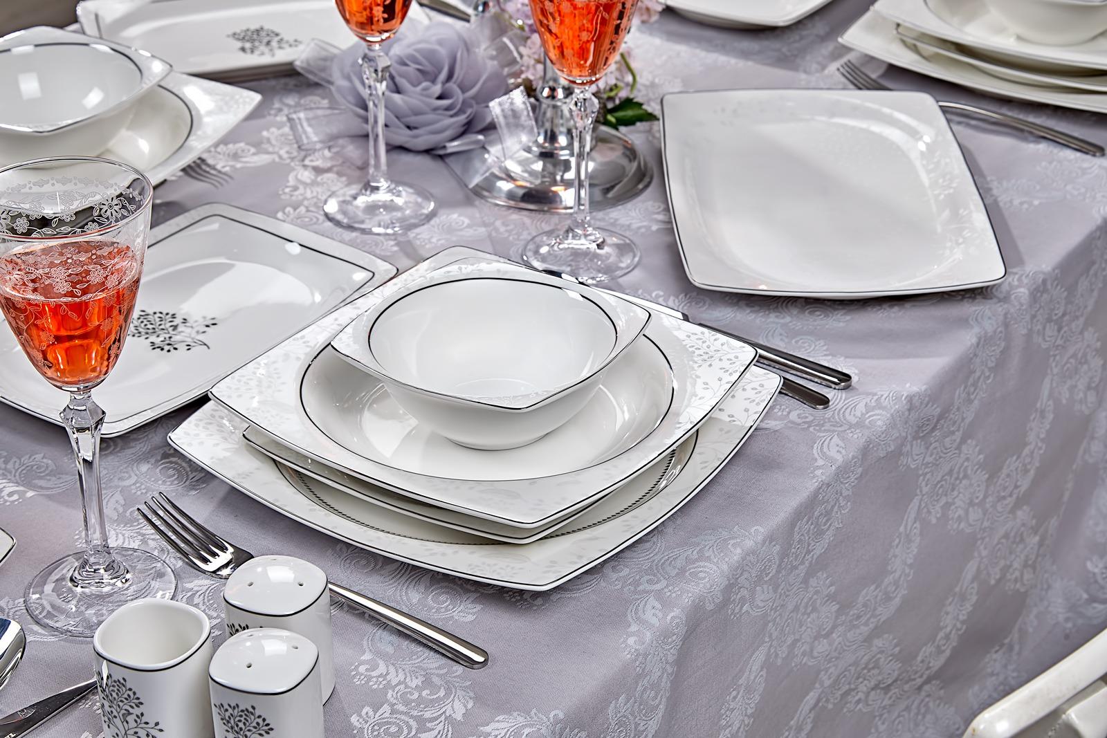 Taç Real Bone Tia Platin 60 Parça 12 Kişilik Yemek Takımı