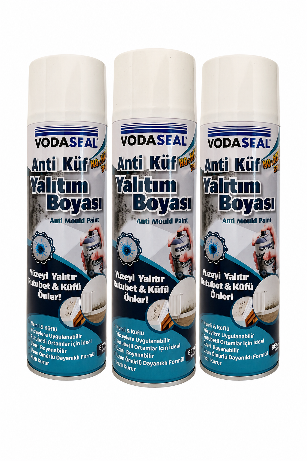  Vodaseal Yapı Kimyasalları Vodaseal VDSL-ANTIKUF Vodaseal  Vodaseal Anti Küf Yalıtım Boyası Beyaz Sprey 500 ml - 3'lü Paket - Banyo Mutfak Nem ve Küf Önleyici