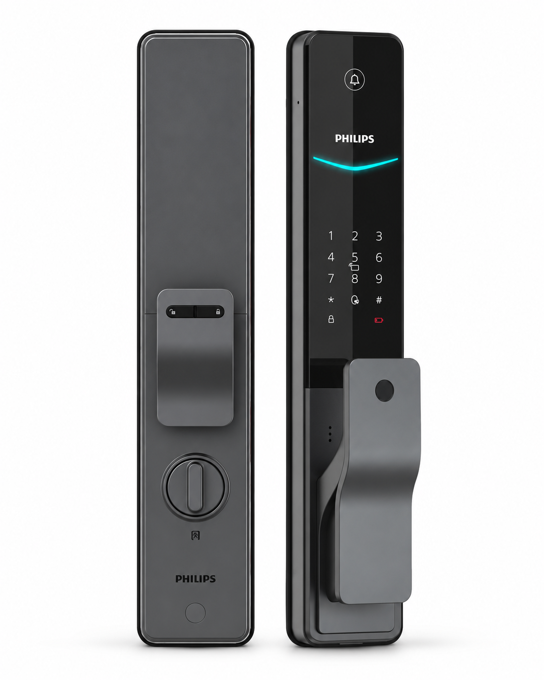 Philips EasyKey 5HWSE Parmak İzli Akıllı Kapı Kilidi | Ömür Hırdavat Parmak İzli Kilitler Philips DDL720-5HWSE Philips  Philips EasyKey DDL720 Parmak İzli Akıllı Kapı Kilidi 5HWSE Sürgülü Sky Grey