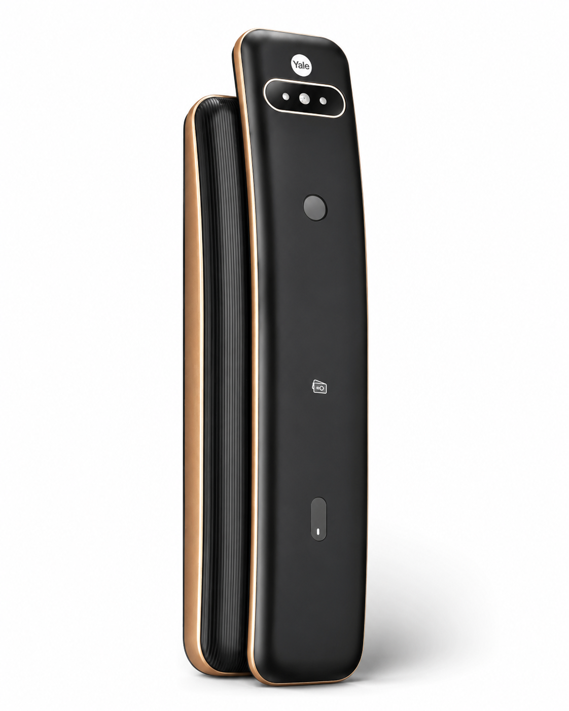 Yale Luna Pro+ Yüz Tanıma ve Parmak Izli Akıllı Kilit, Yale | Yetkili Bayi | Ömür Hırdavat Parmak İzli Kilitler Yale 05-LNPL-4-04-55-11 Yale  Yale Luna Pro+ Yüz Tanımalı Akıllı Kapı Kilidi - Parmak İzi, Şifre, Kart - Siyah/Gold