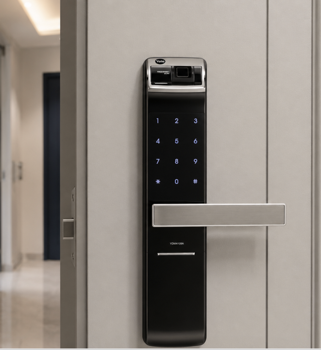 Yale YDM4109A Parmak İzli Akıllı Kilit | Ömür Hırdavat Parmak İzli Kilitler Yale YDM4109A Yale  YDM4109A Parmak İzli Akıllı Kapı Kilidi