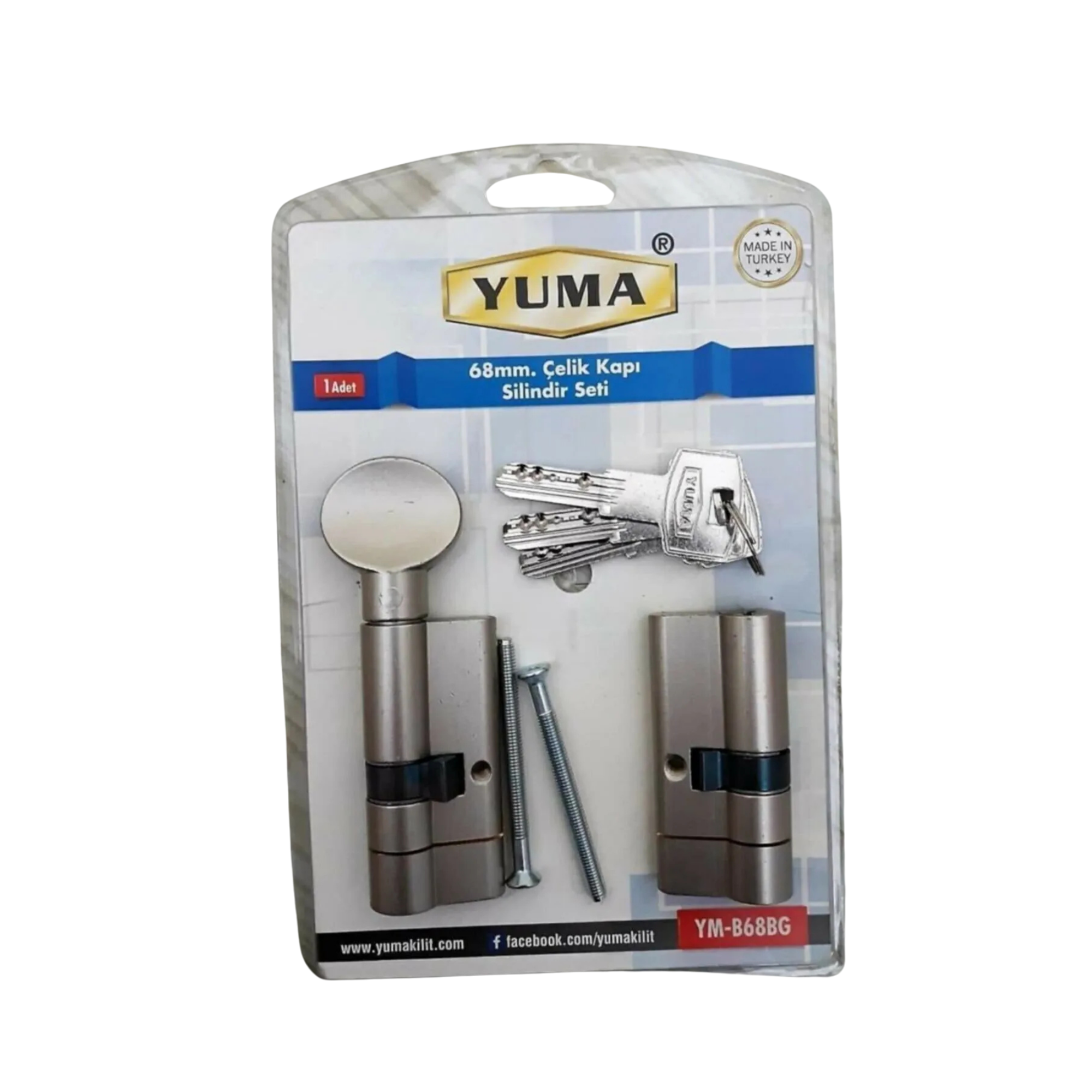 Yuma b68bg 68 Mm Çelik Kapı Kilidi Silindir Barel 2 Li Seti