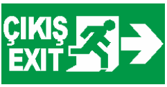 Çıkış-Exıt Baskılı Levha Sağ Ok Fotolümenli