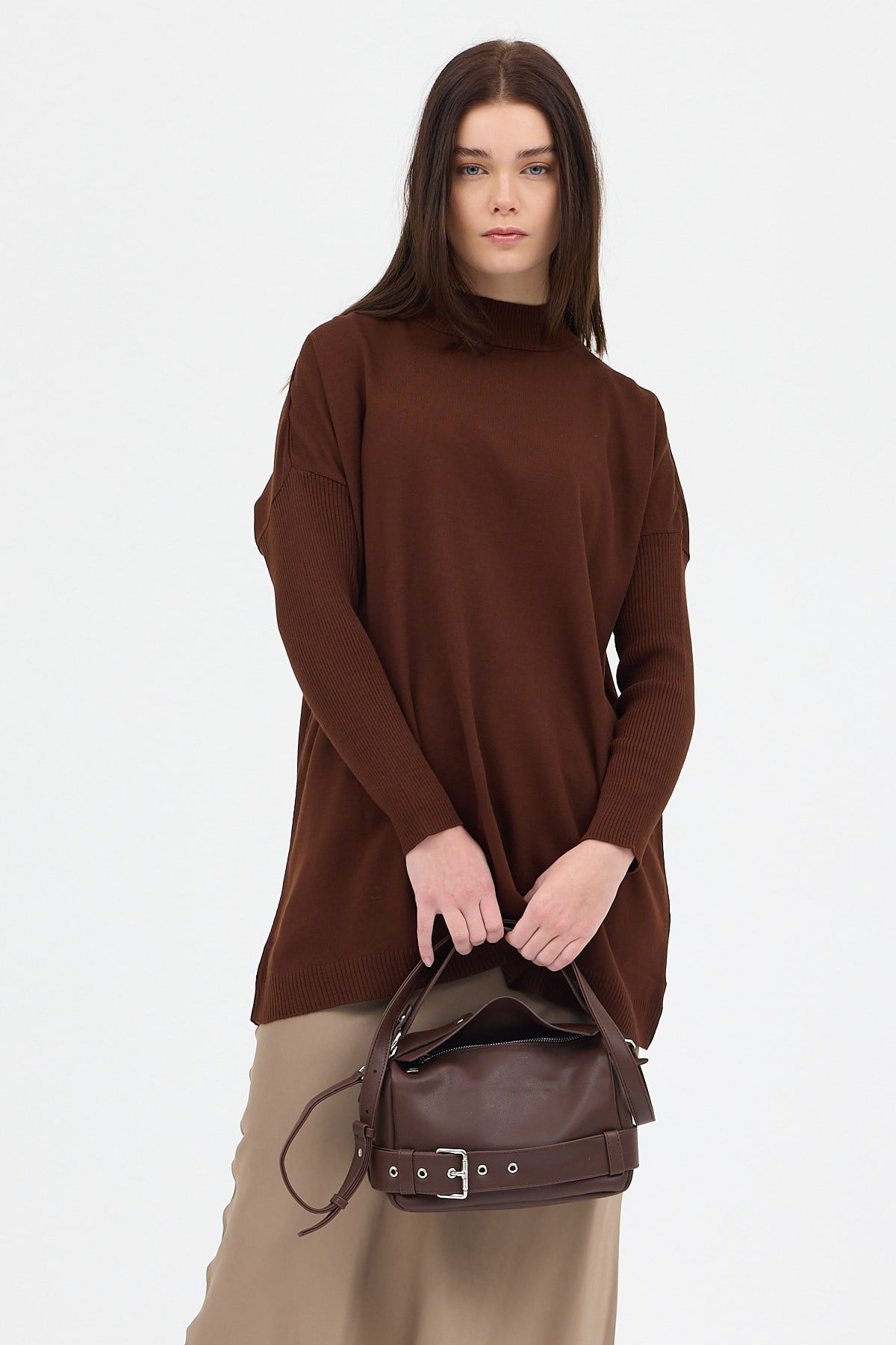 Acı Kahve Balıkçı Yaka Triko Tunik 5315