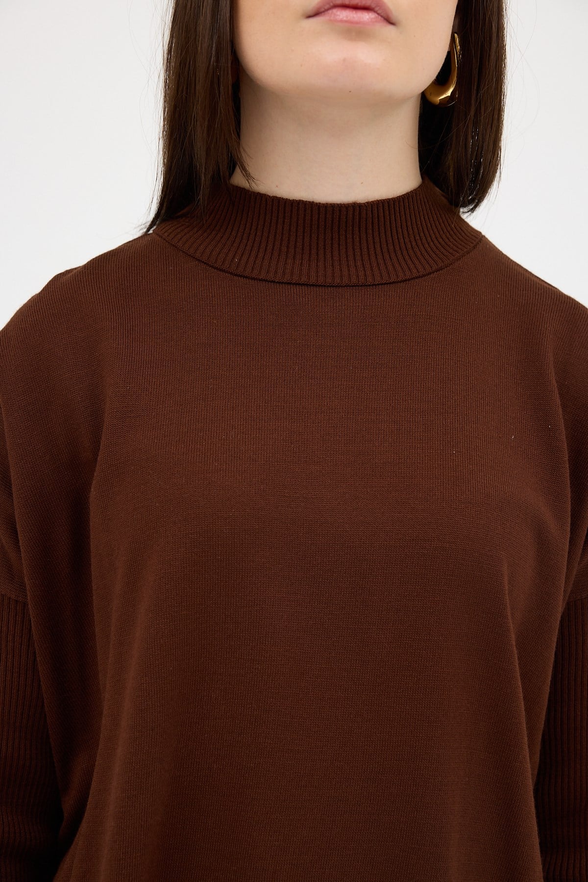 Acı Kahve Balıkçı Yaka Triko Tunik 5315