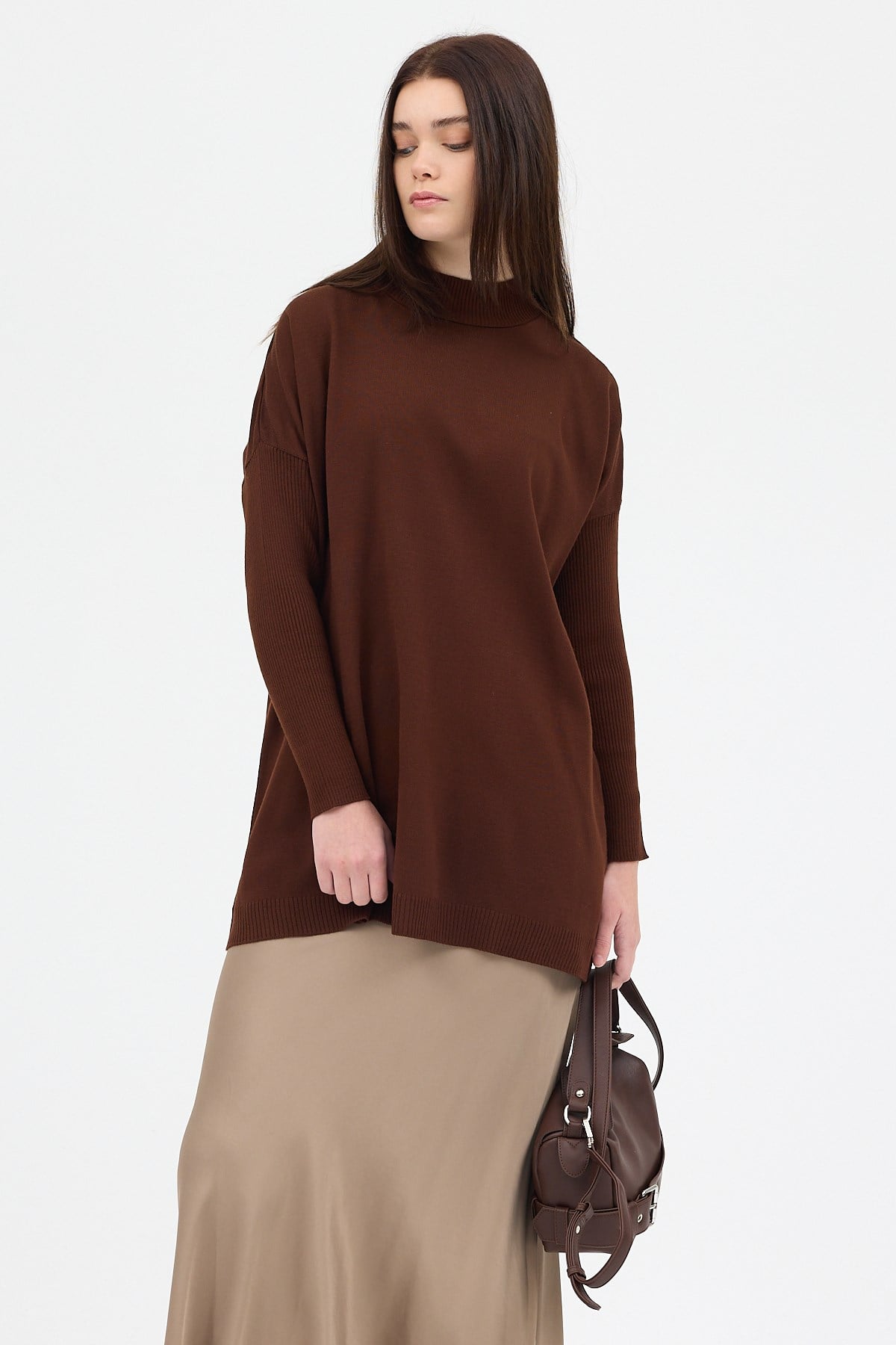 Acı Kahve Balıkçı Yaka Triko Tunik 5315