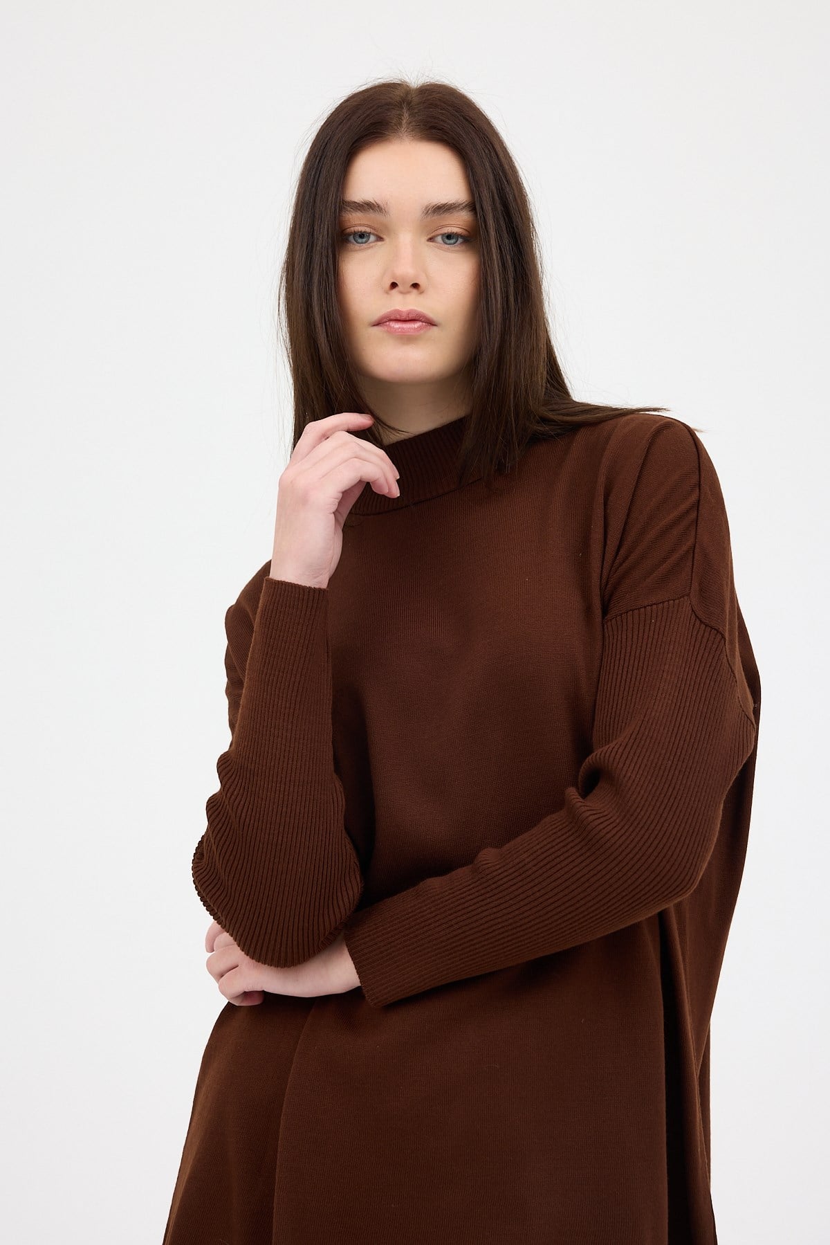 Acı Kahve Balıkçı Yaka Triko Tunik 5315