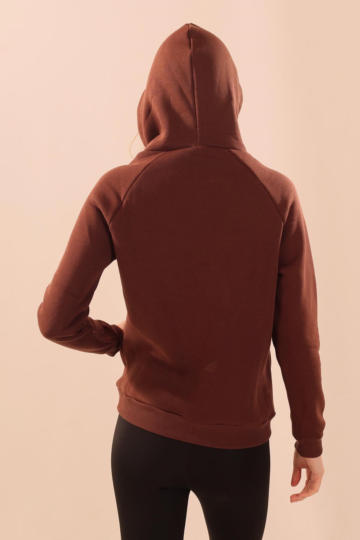 Acı Kahve Kapüşonlu Cep Detay Sweat 9018M