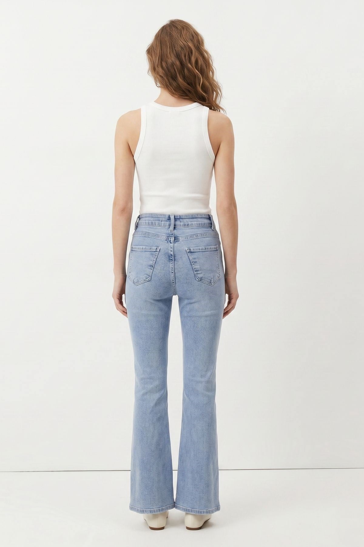 Açık Mavi Yüksek Bel Flare Jean 826