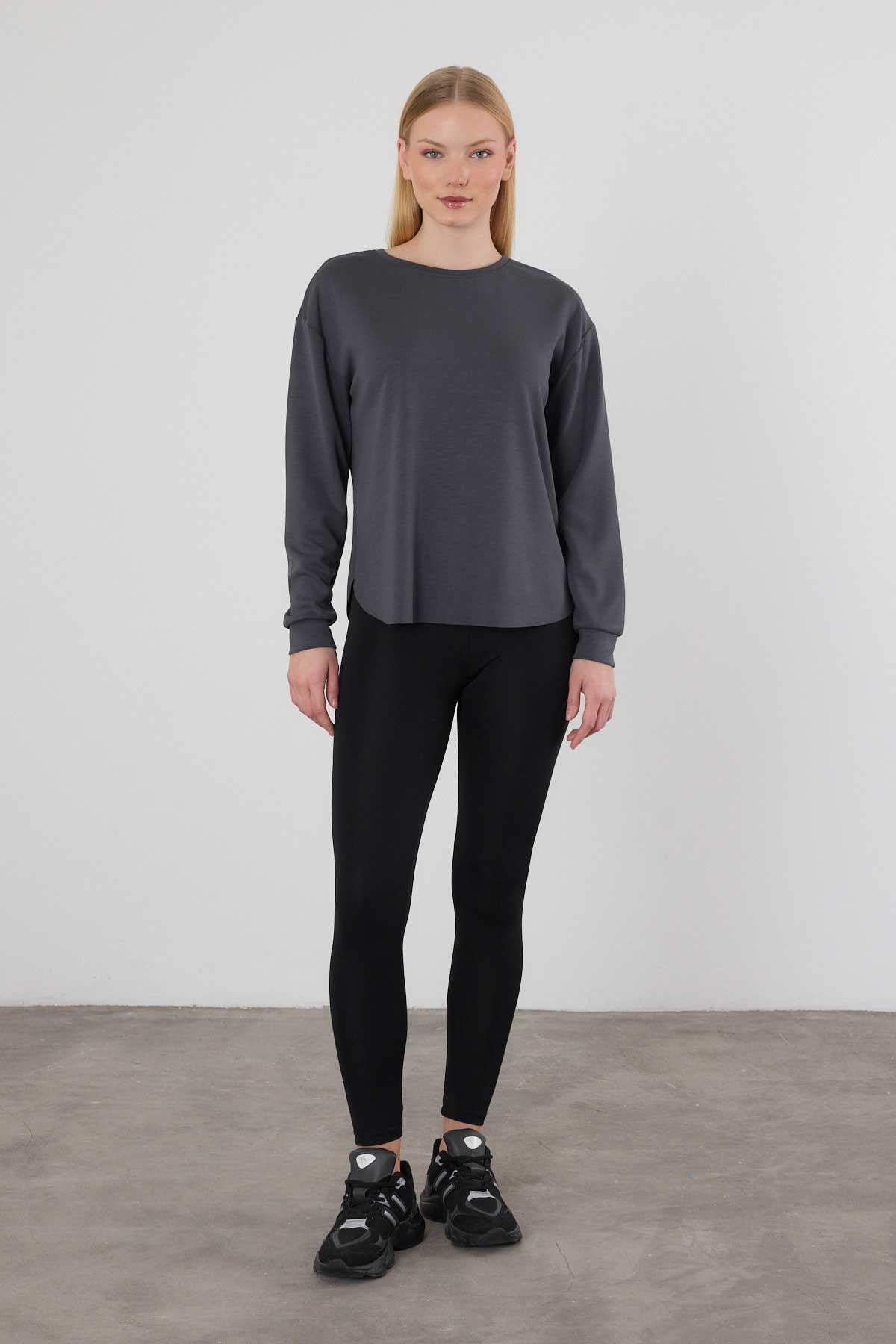 Antrasit Oval Kesim Oysho Sweat 3007