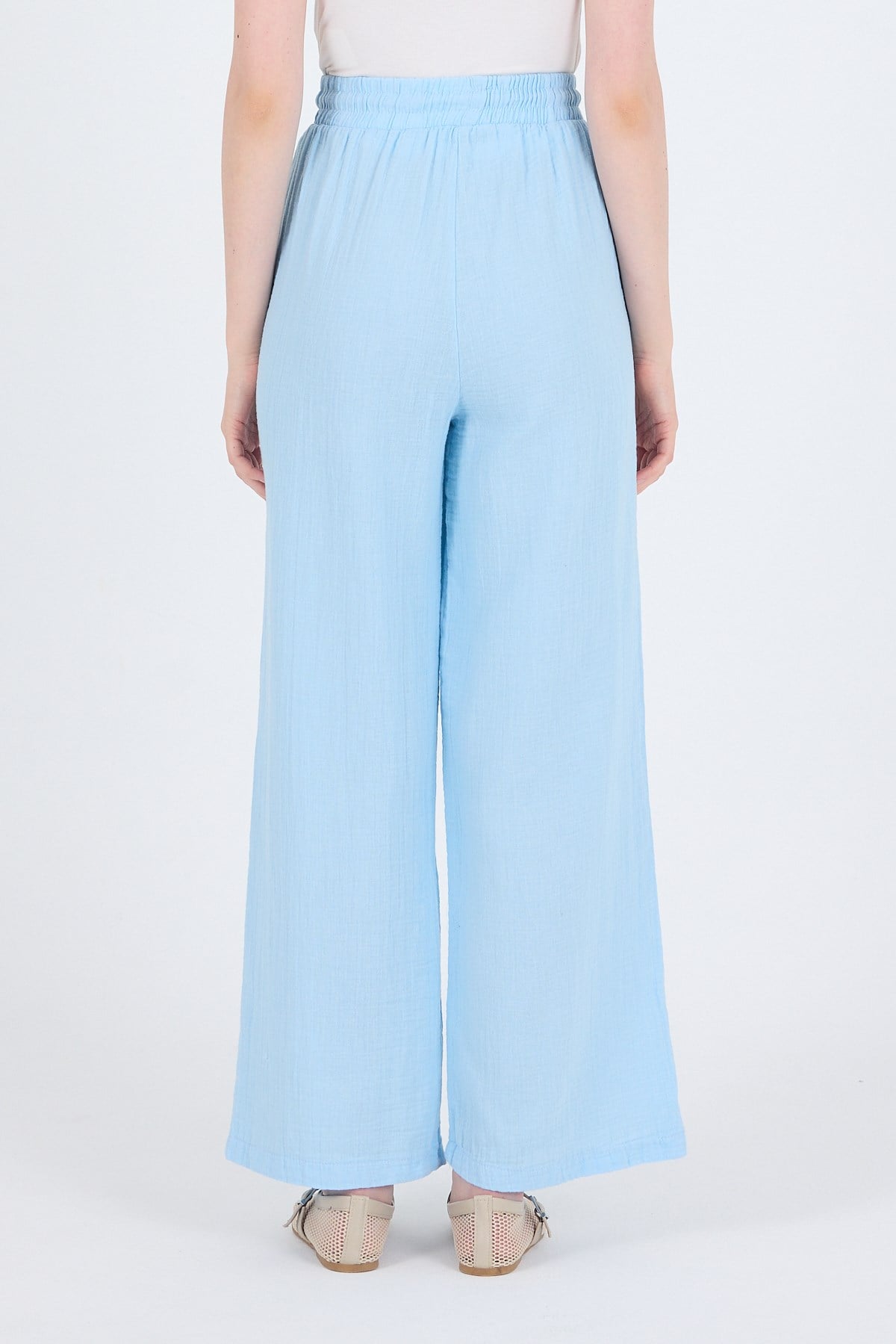 Bebe Mavi %100 Pamuk Müslin Palazzo/Bol Paça Pantolon 8056A
