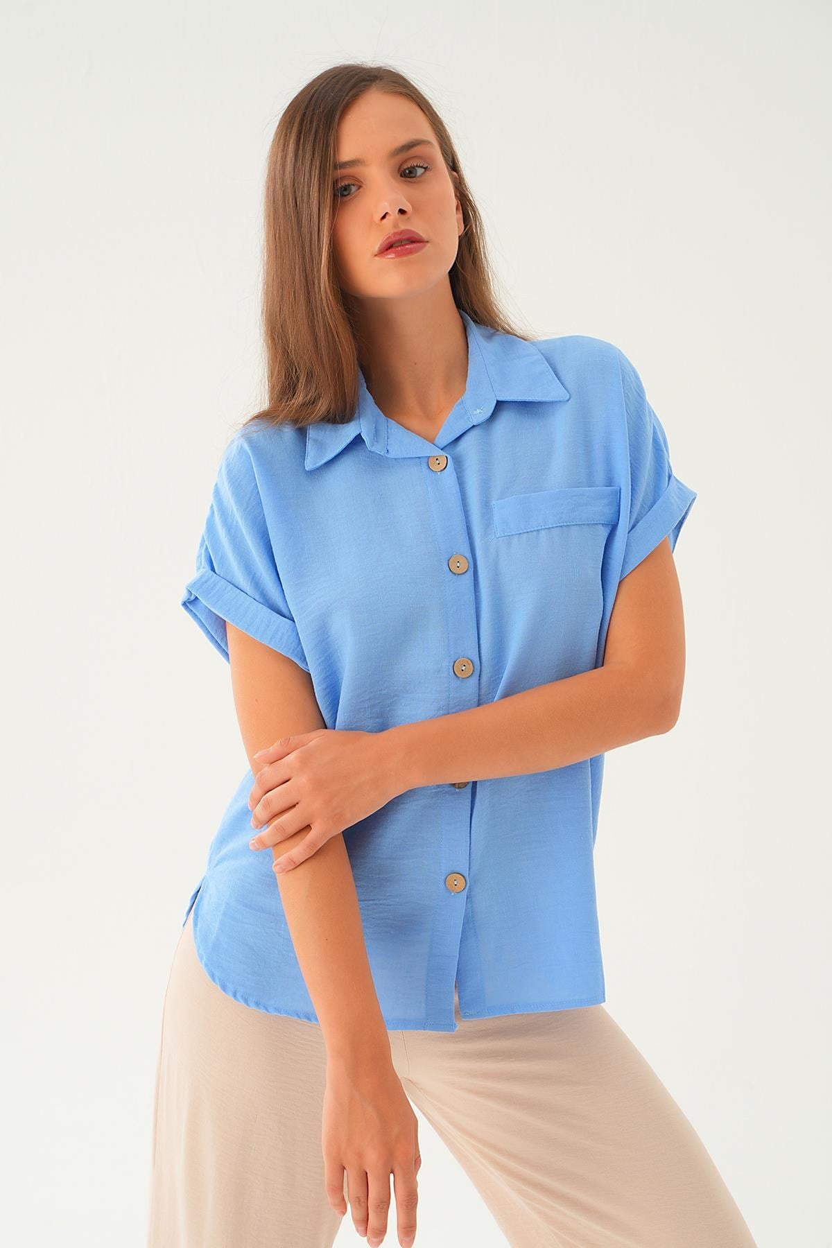 Bebe Mavi Cep Detay Bluz 108801-1