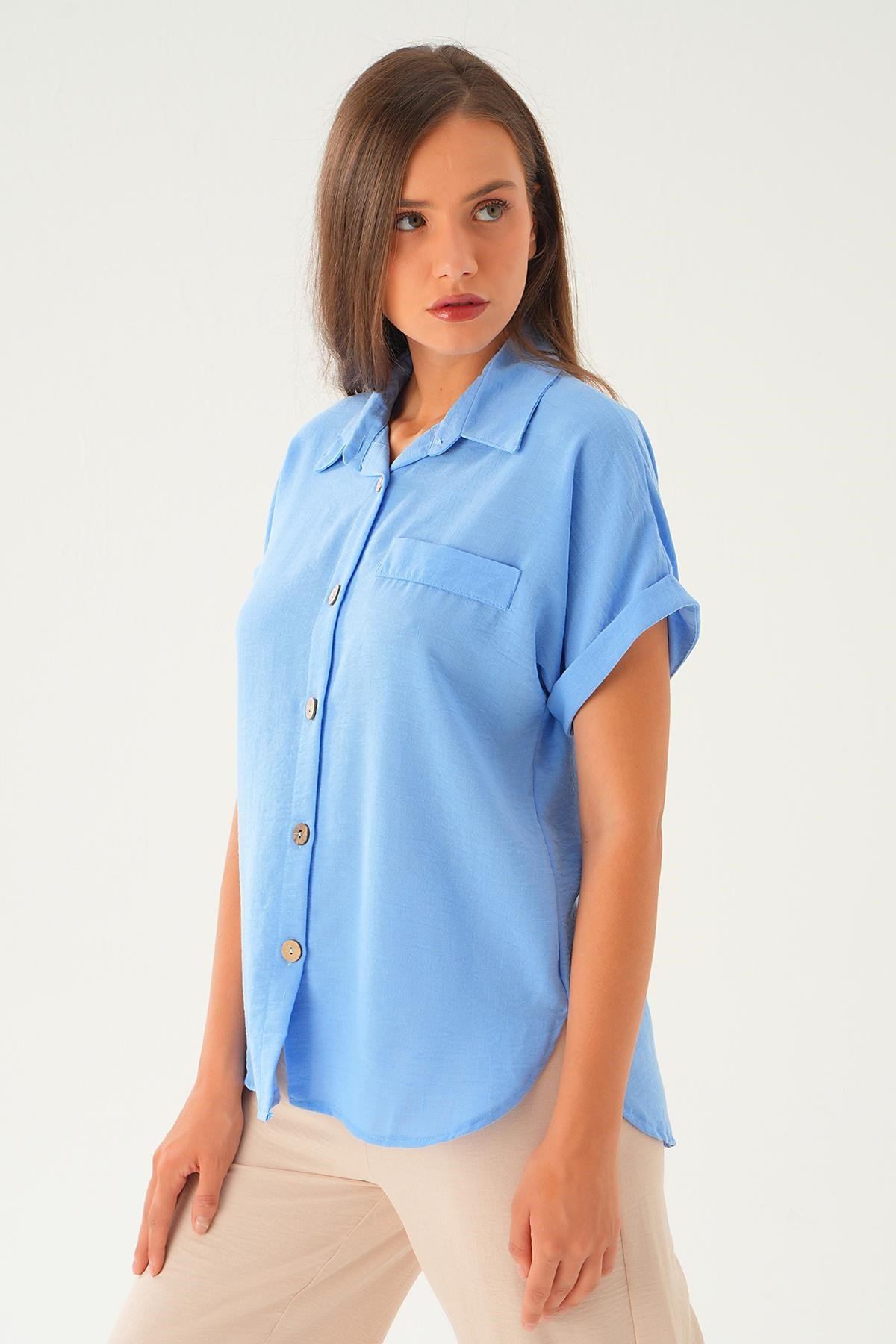 Bebe Mavi Cep Detay Bluz 108801-1