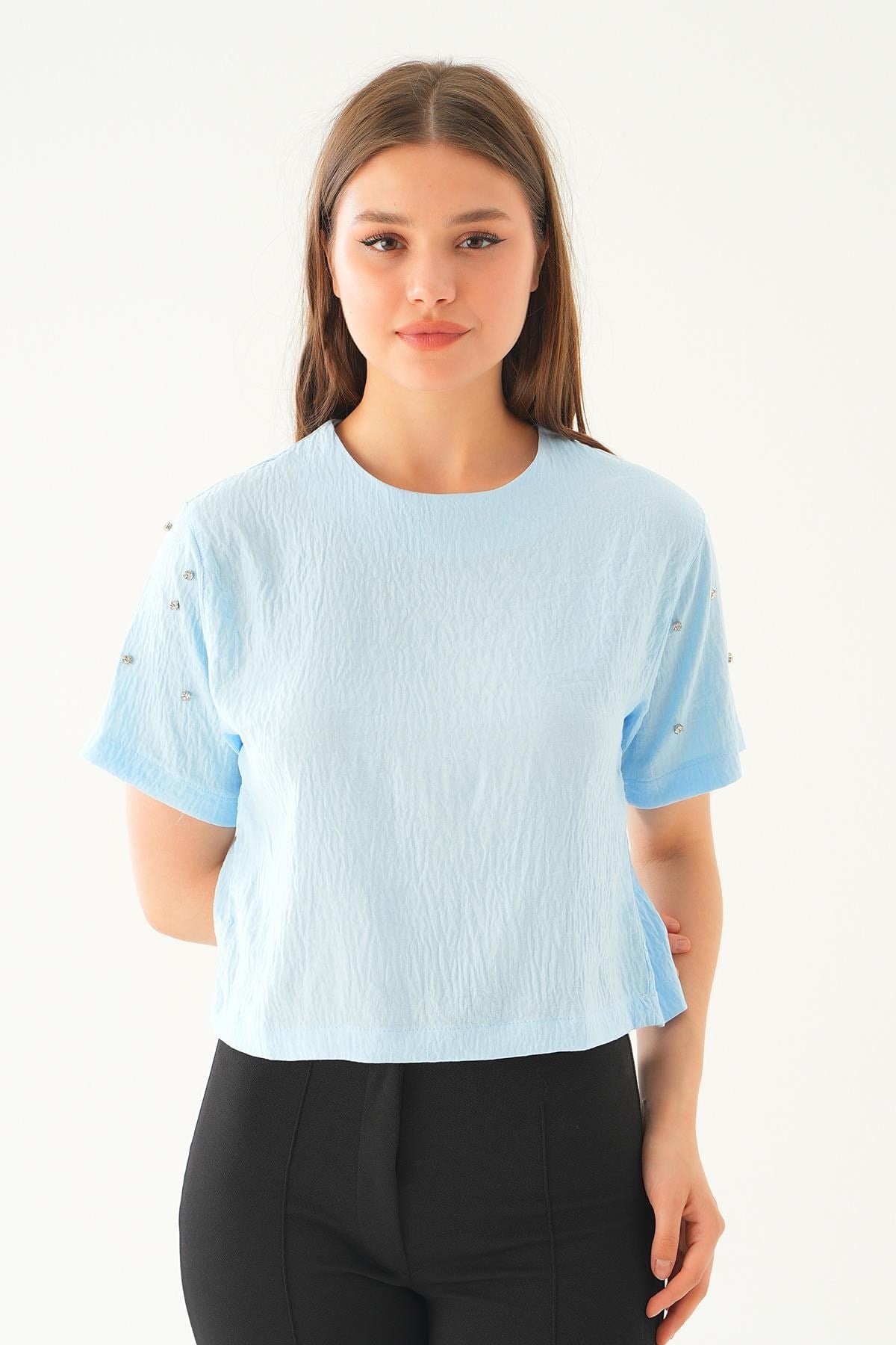Bebe Mavi Kol İnci Detay Bluz 71511