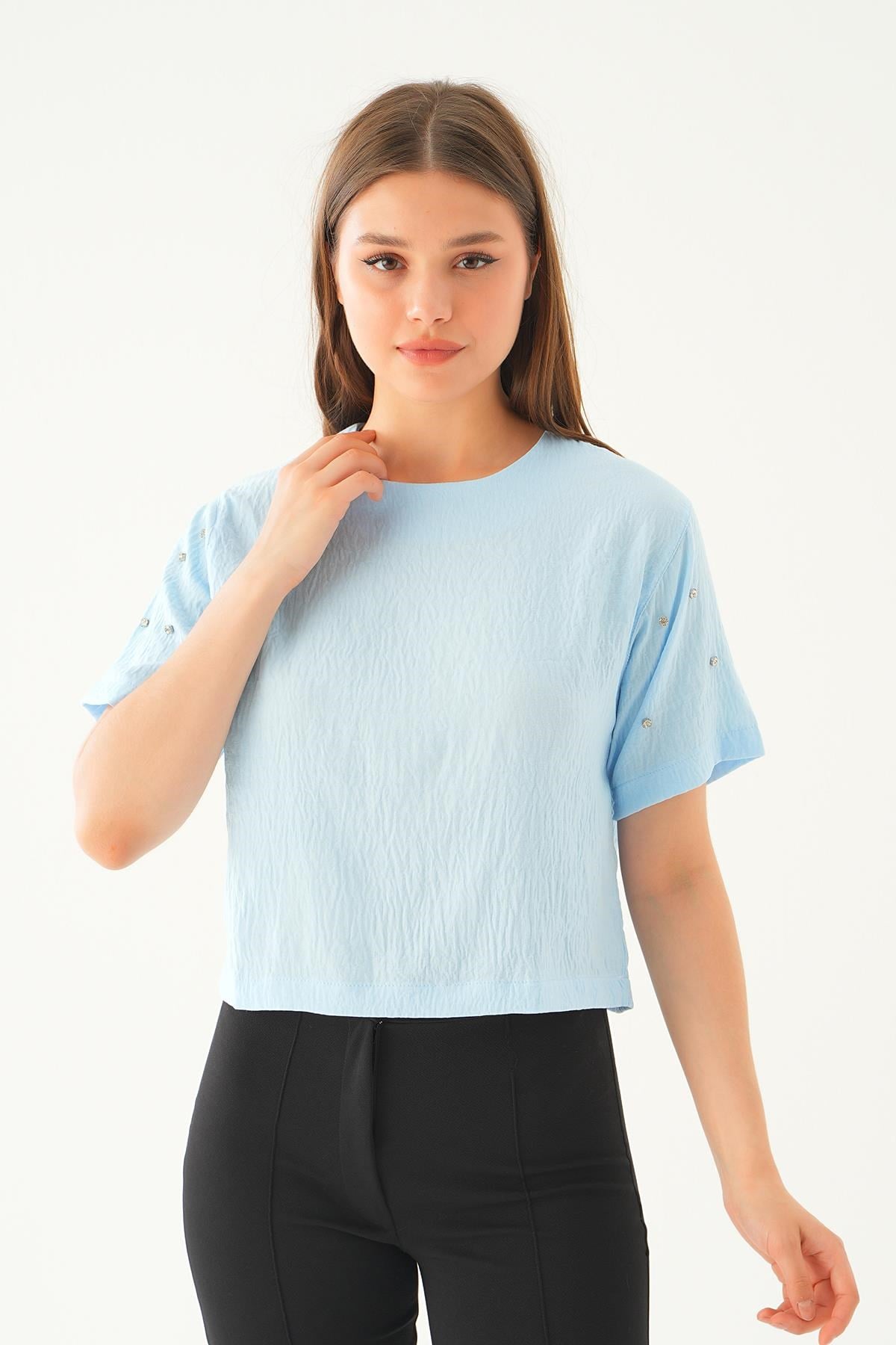 Bebe Mavi Kol İnci Detay Bluz 71511