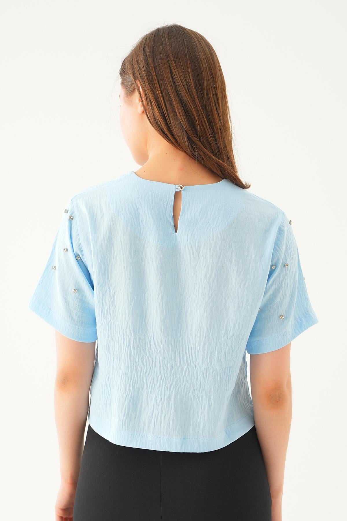 Bebe Mavi Kol İnci Detay Bluz 71511