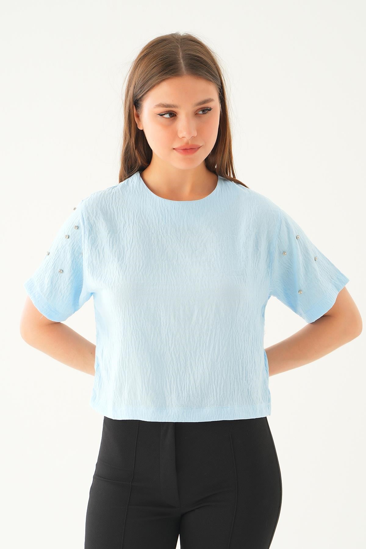 Bebe Mavi Kol İnci Detay Bluz 71511