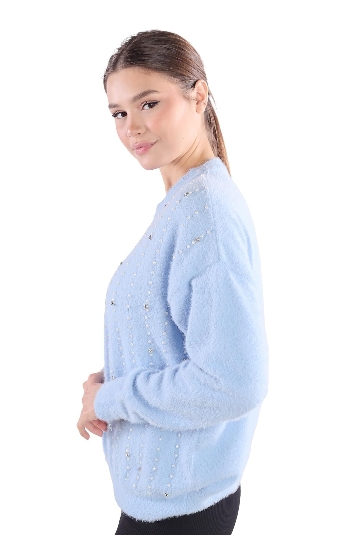 Bebe Mavi Taş Detay Sakallı Kazak 24266