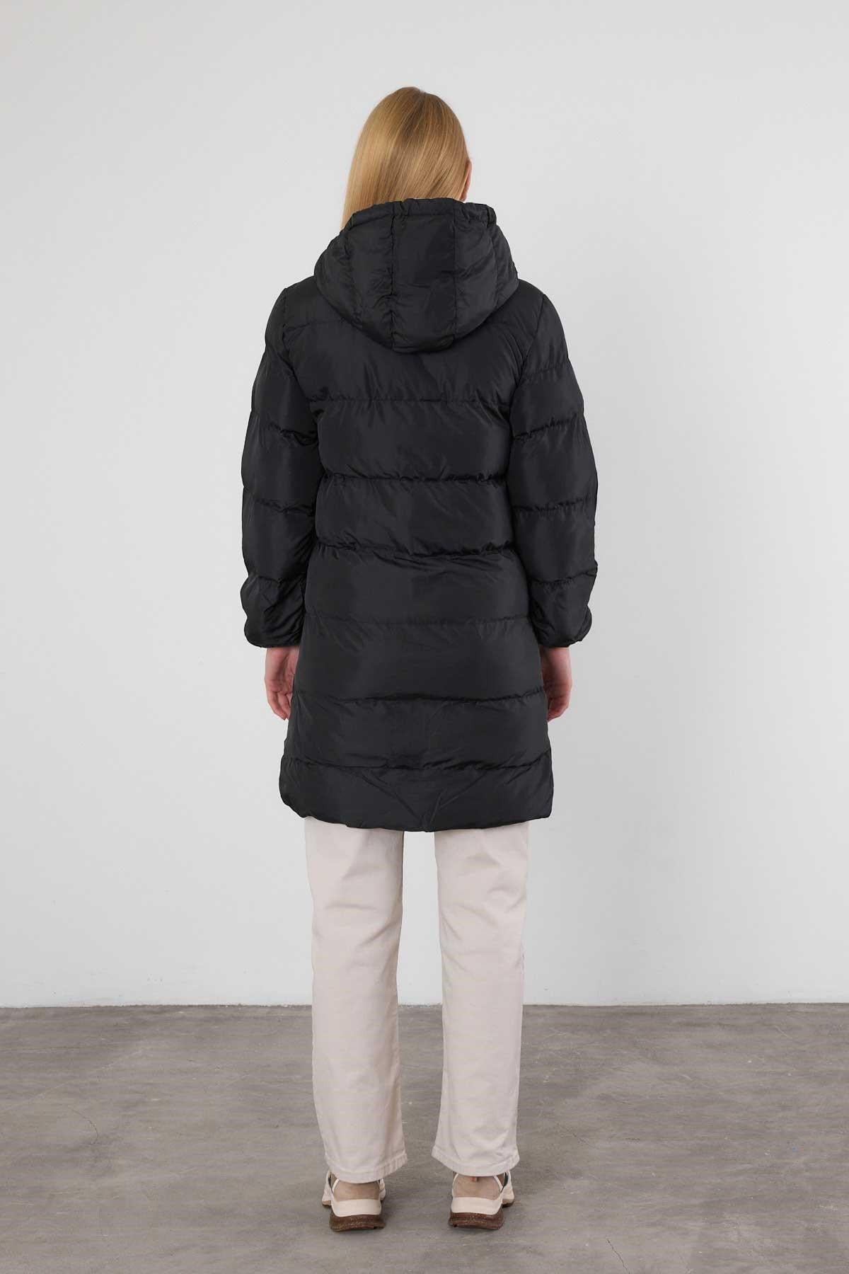 Bej Çift Renkli Oversize Mont 0021-1