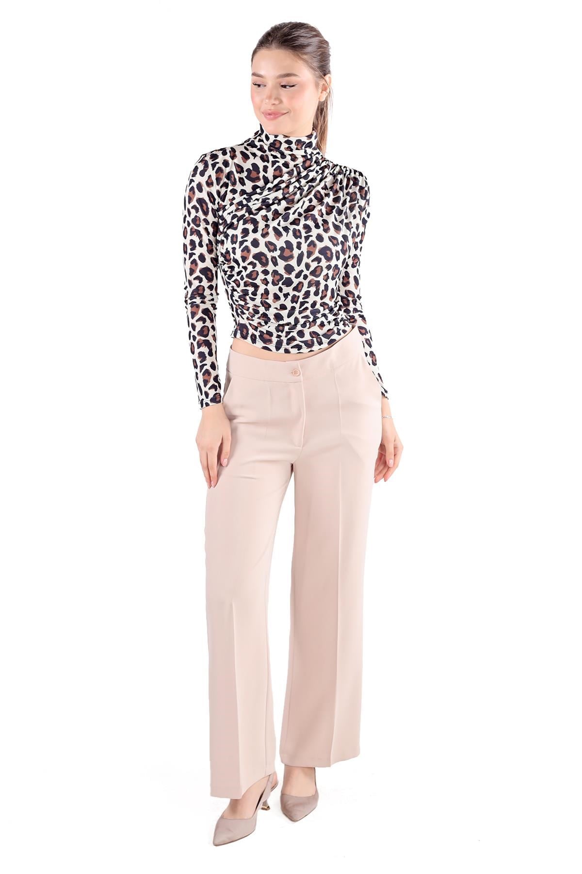 Bej Desenli Bluz 358-1