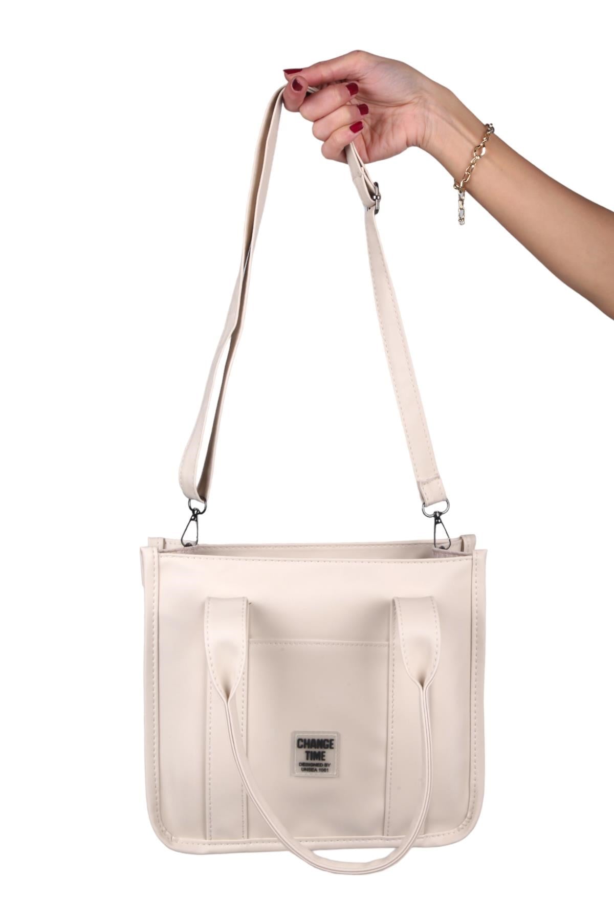 Bej Saten Tote Çanta 9253