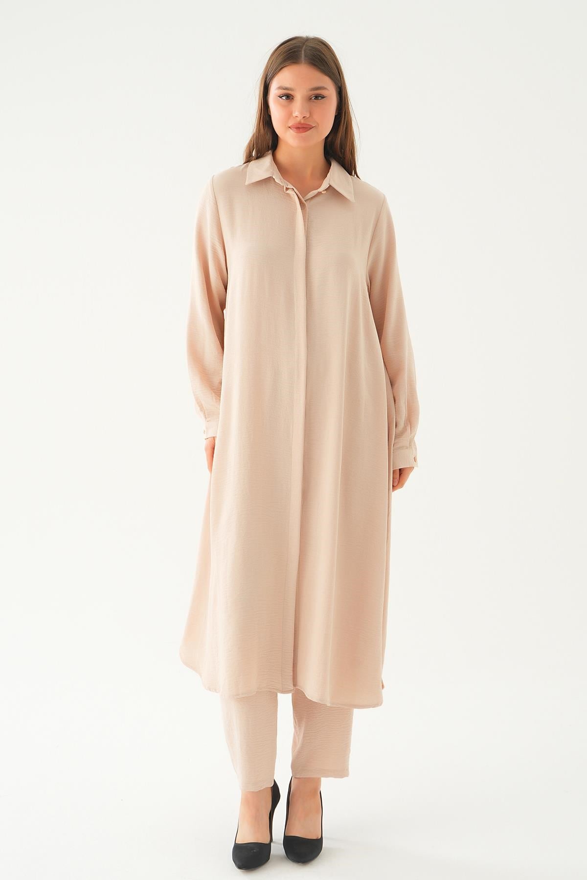Bej Tunik Pantolon Takım 4016A