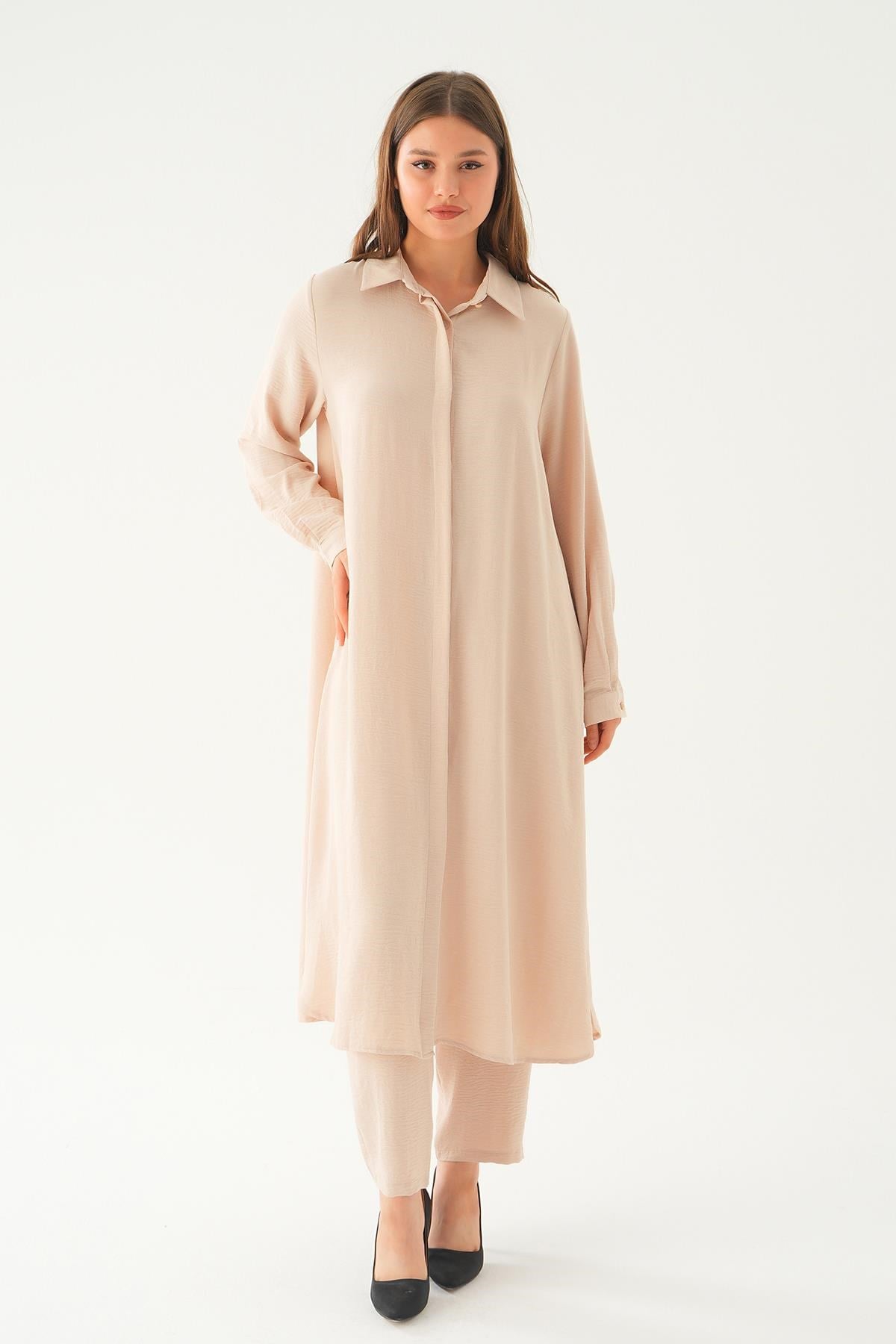 Bej Tunik Pantolon Takım 4016A
