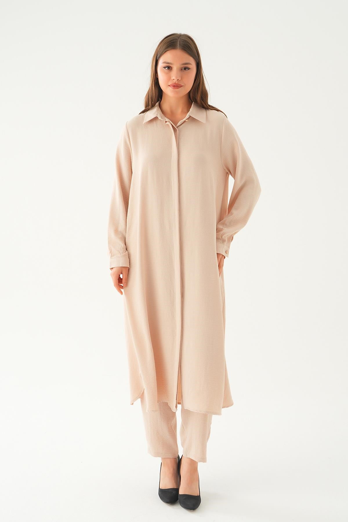 Bej Tunik Pantolon Takım 4016A