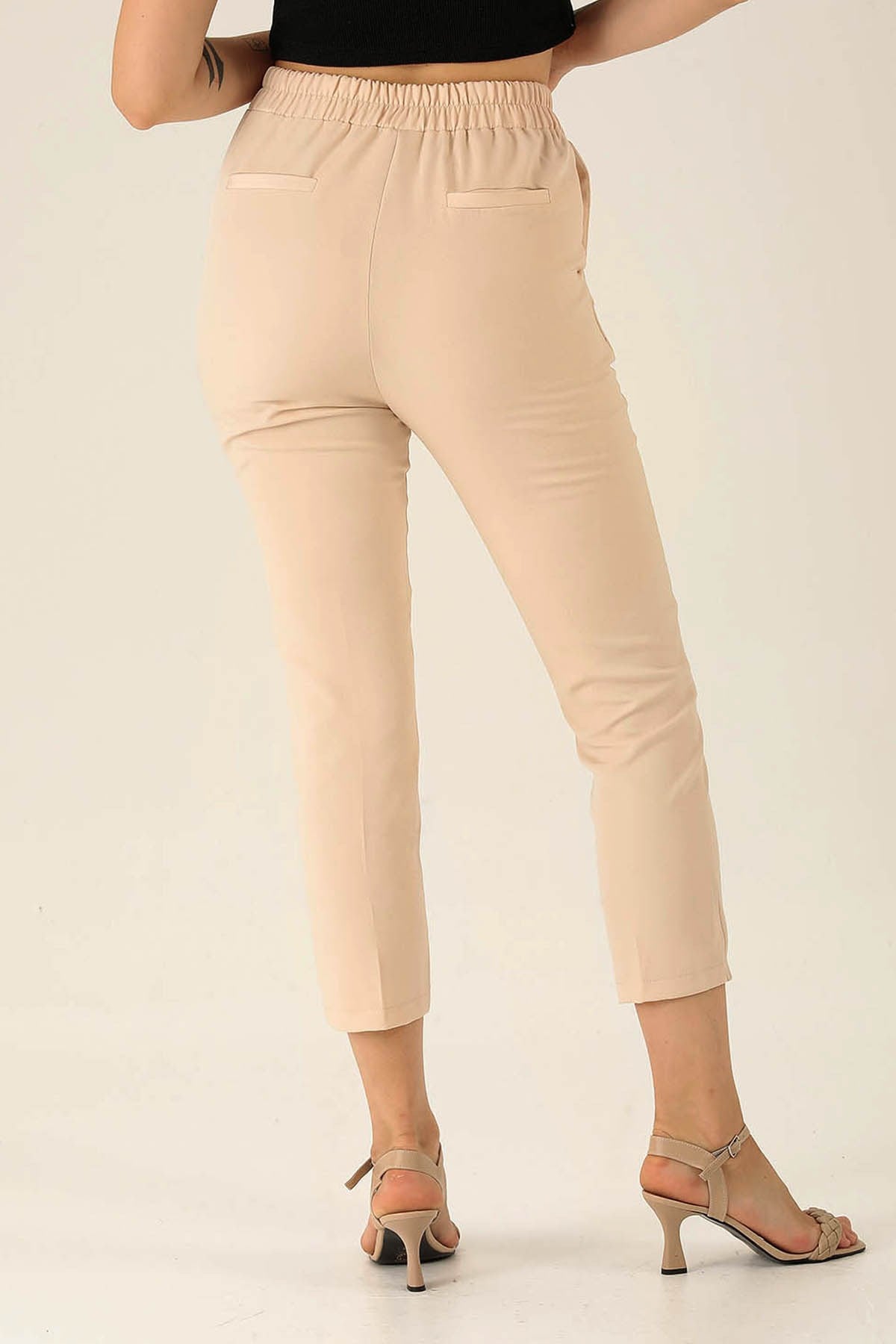 Bel Aksesuarlı Bayan Pantolon - 7105A Taş