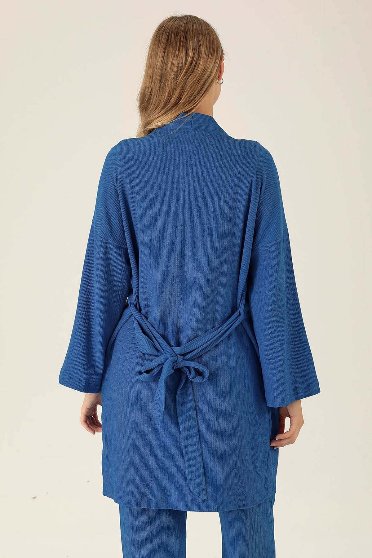 Bel Kuşaklı Kimono - 6538A Saks