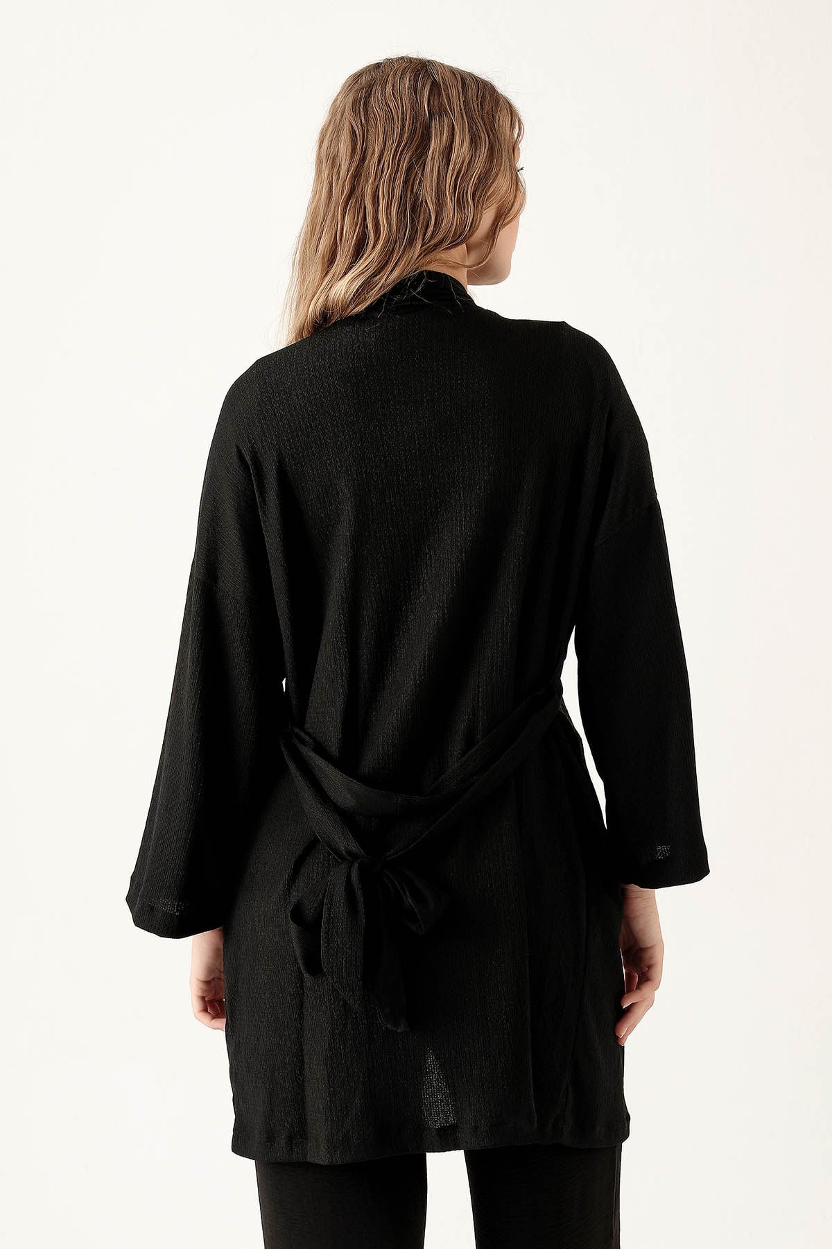 Bel Kuşaklı Kimono - 6538A Siyah
