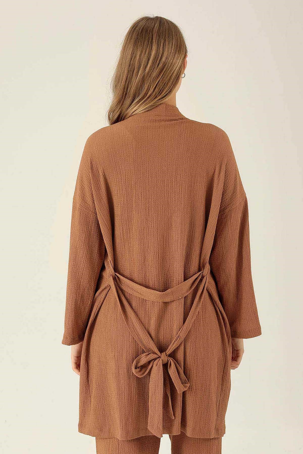 Bel Kuşaklı Kimono - 6538A Taba
