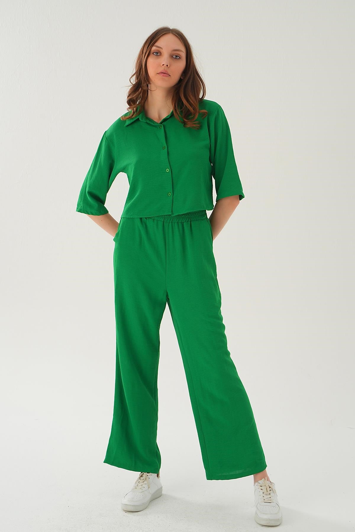 Benetton Yeşili Gömlek Detay Pantolon Takım 4161A
