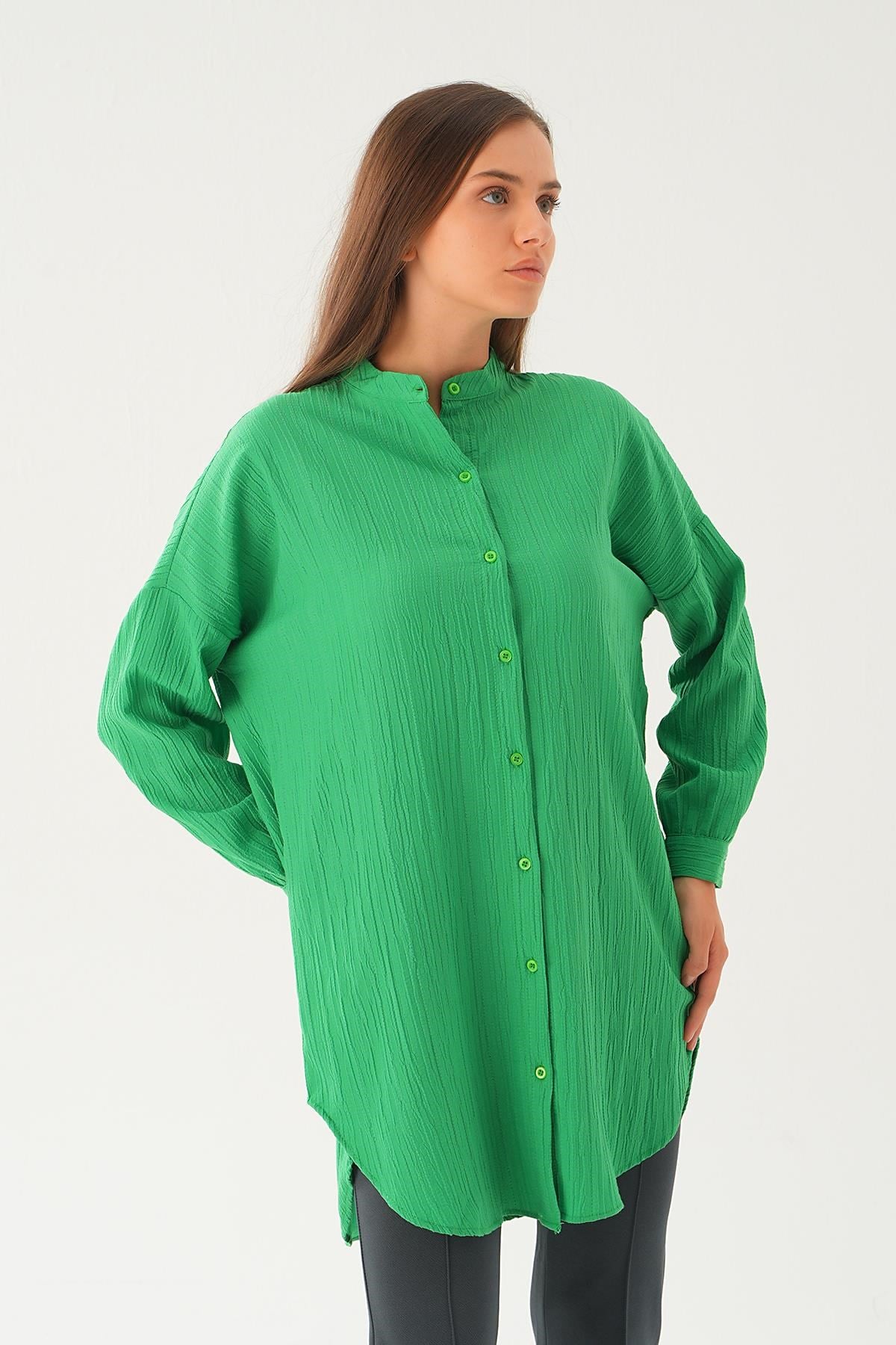 Benetton Yeşili Hakim Yaka Tunik 4172A