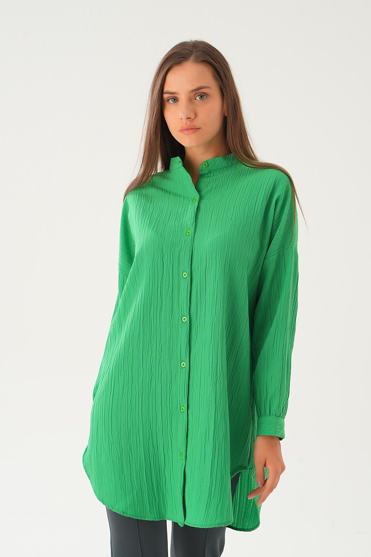 Benetton Yeşili Hakim Yaka Tunik 4172A