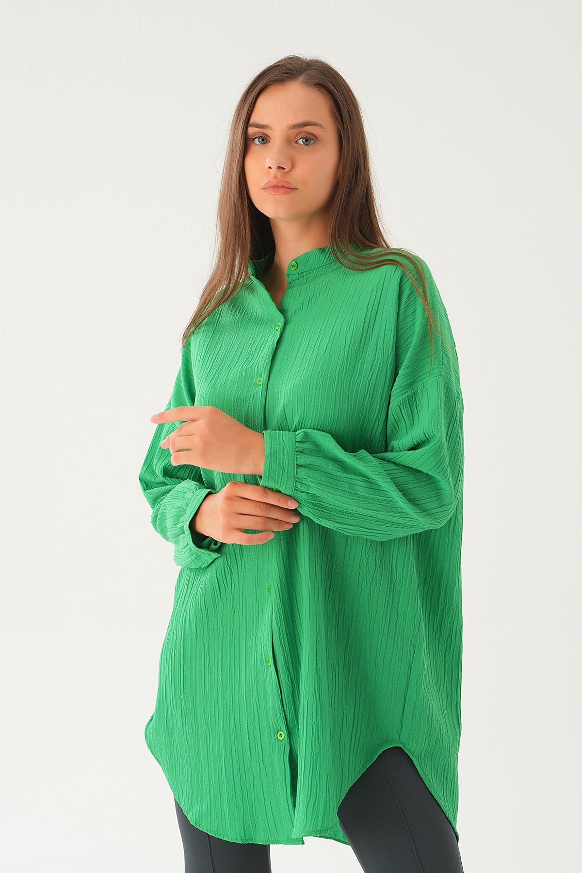 Benetton Yeşili Hakim Yaka Tunik 4172A