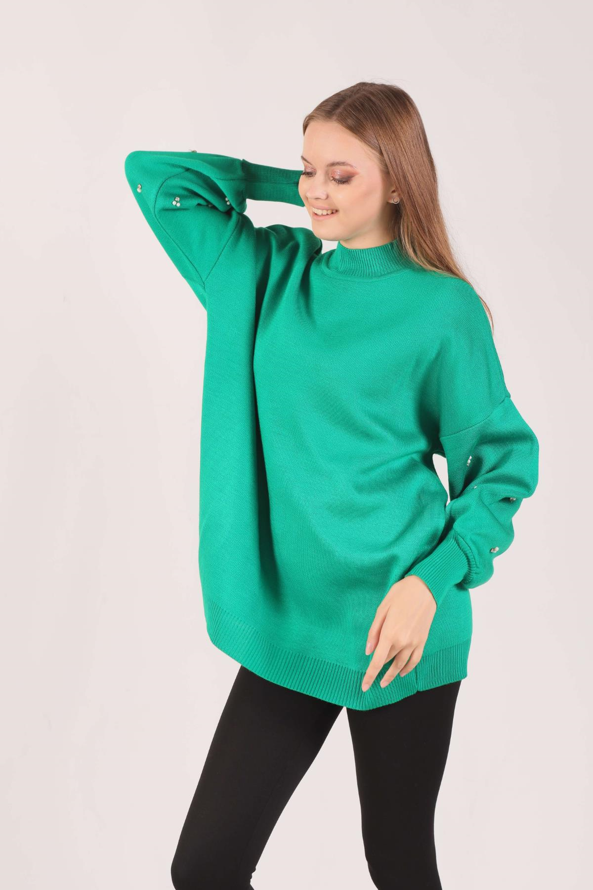 Benetton Yeşili İnci Detay Tunik 2209
