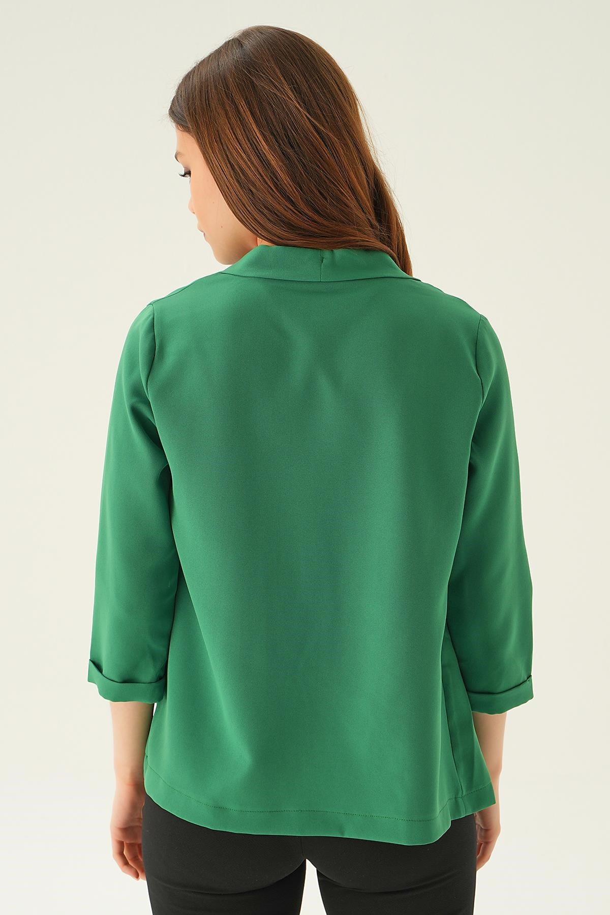 Benetton Yeşili Kol Katlamalı Ceket 6382-1