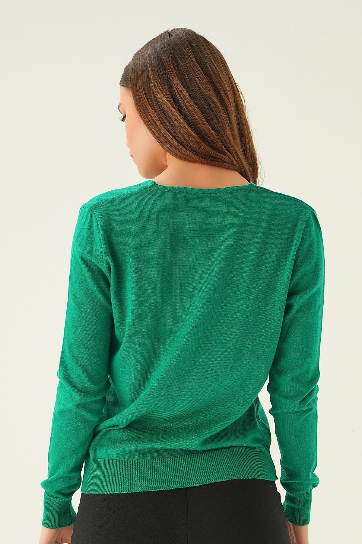Benetton Yeşili Önü Düğmeli Hırka 1471