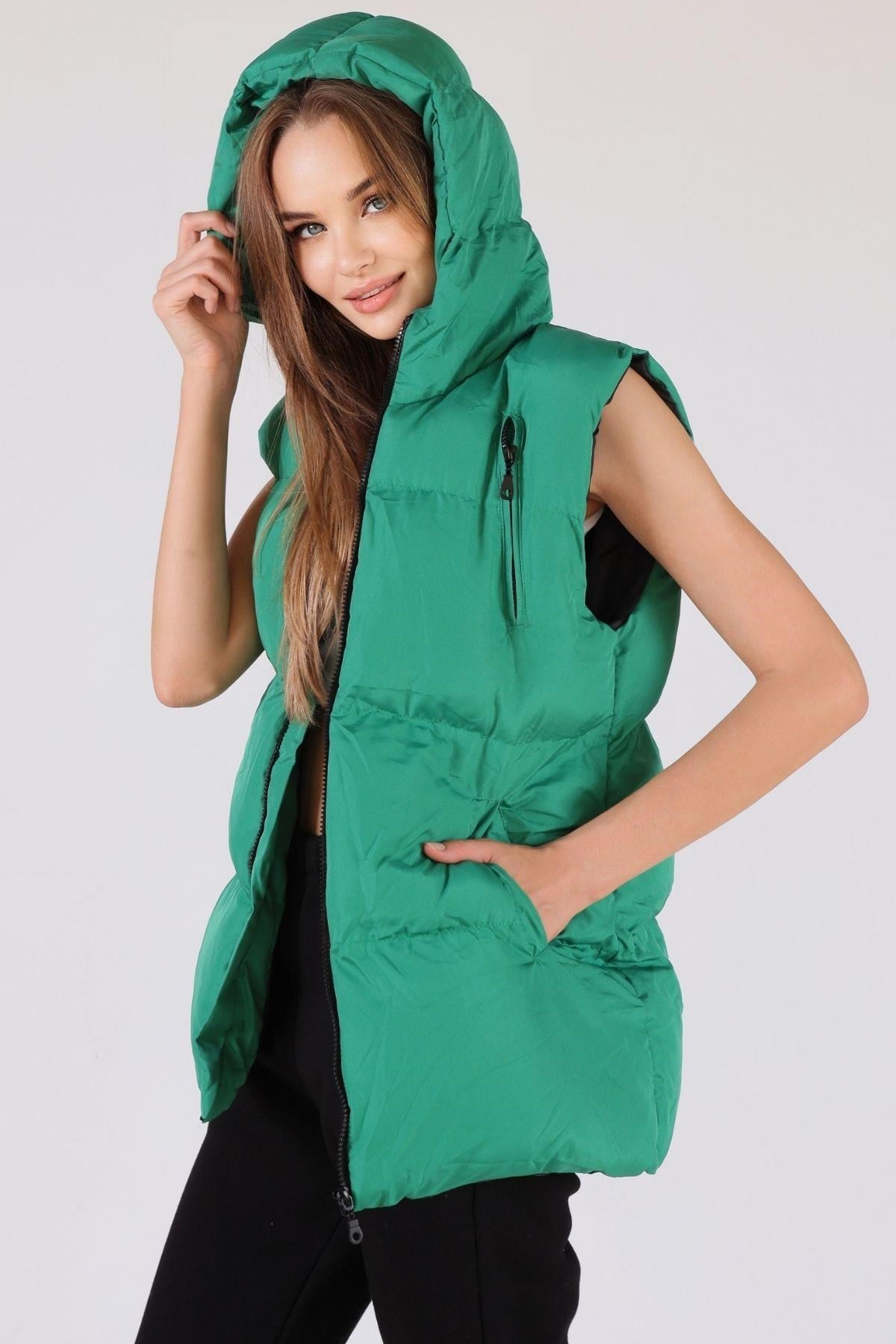 Benetton Yeşili Oversize Yelek 0015-1