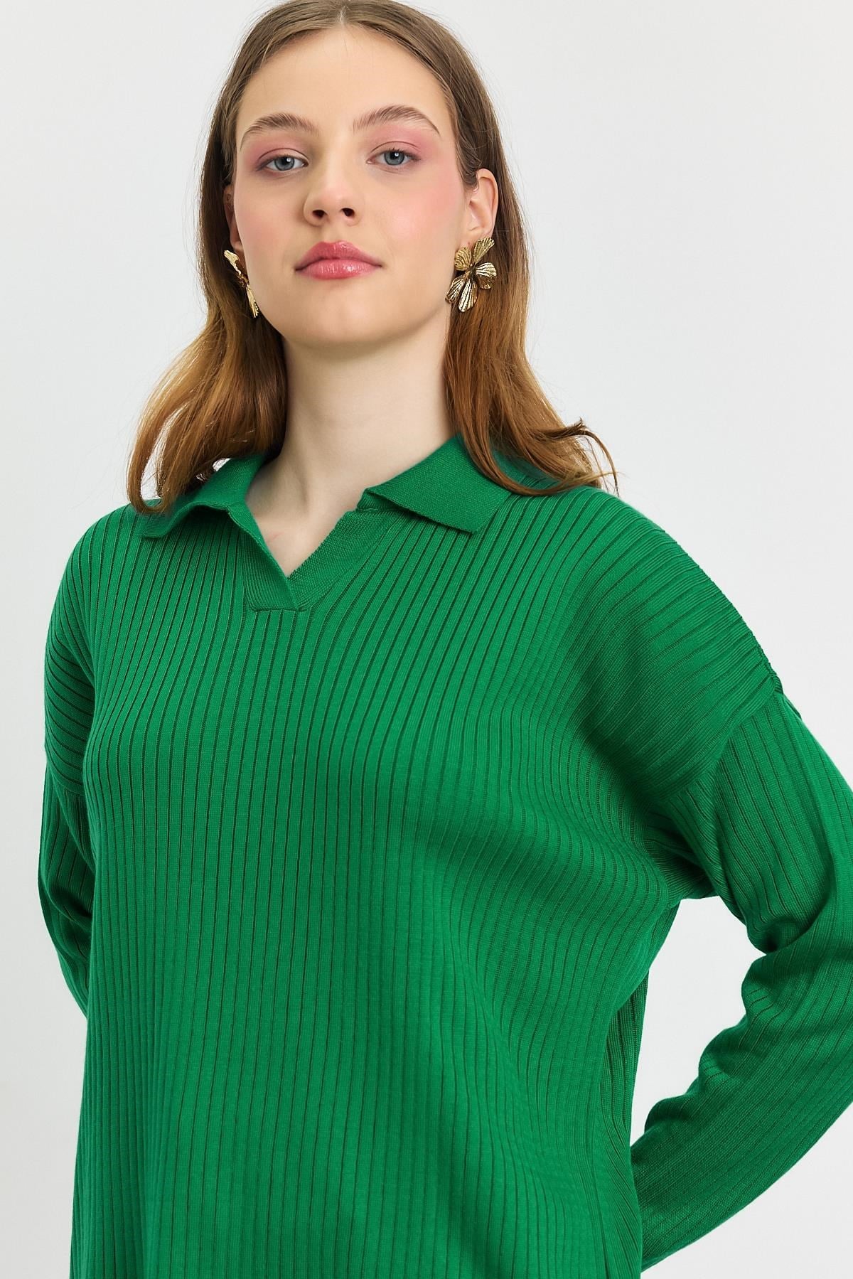 Benetton Yeşili Polo Yaka Tunik 5410