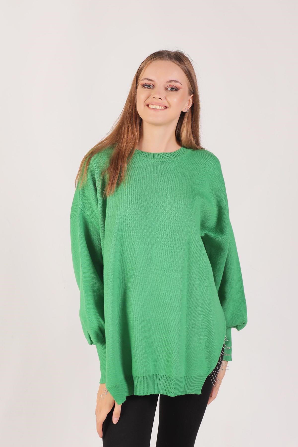 Benetton Yeşili Yan Zincirli Tunik 2260