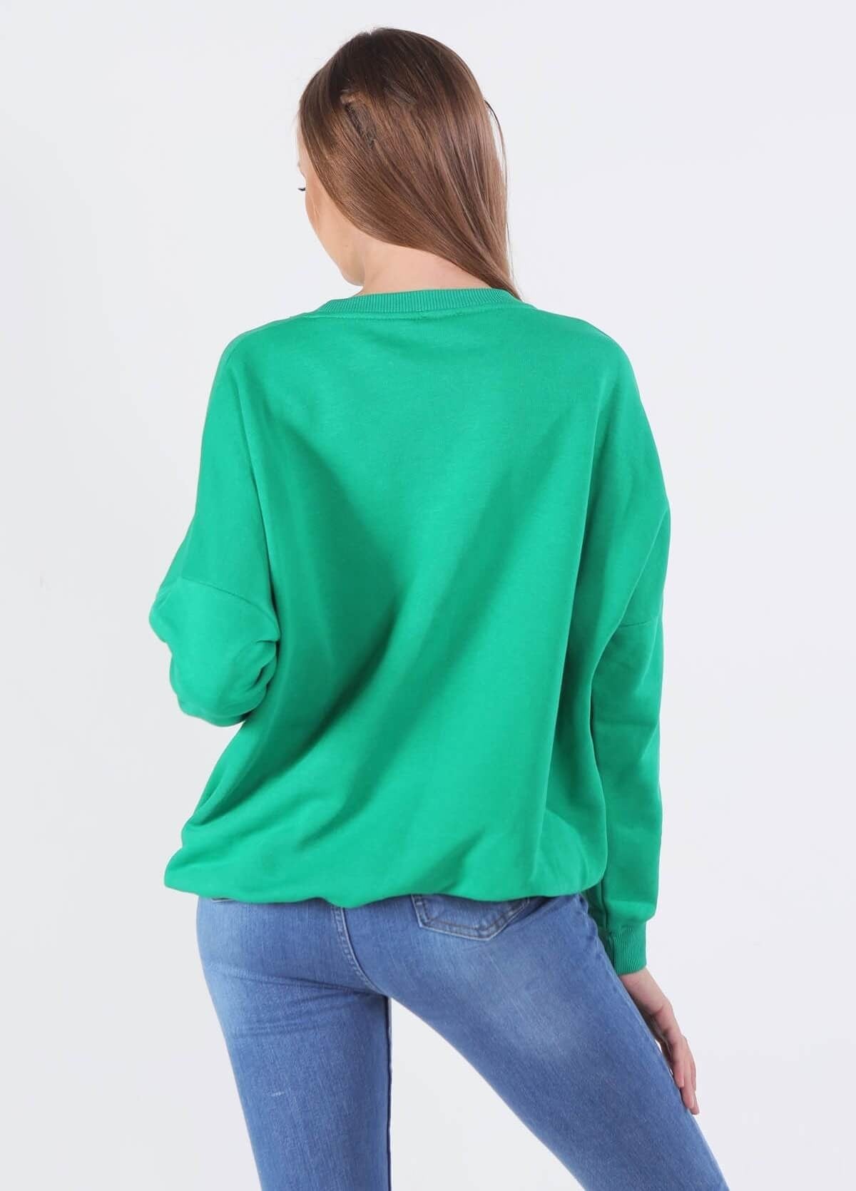 Benetton Yeşili Zincir Kolye Detay Sweat 221128