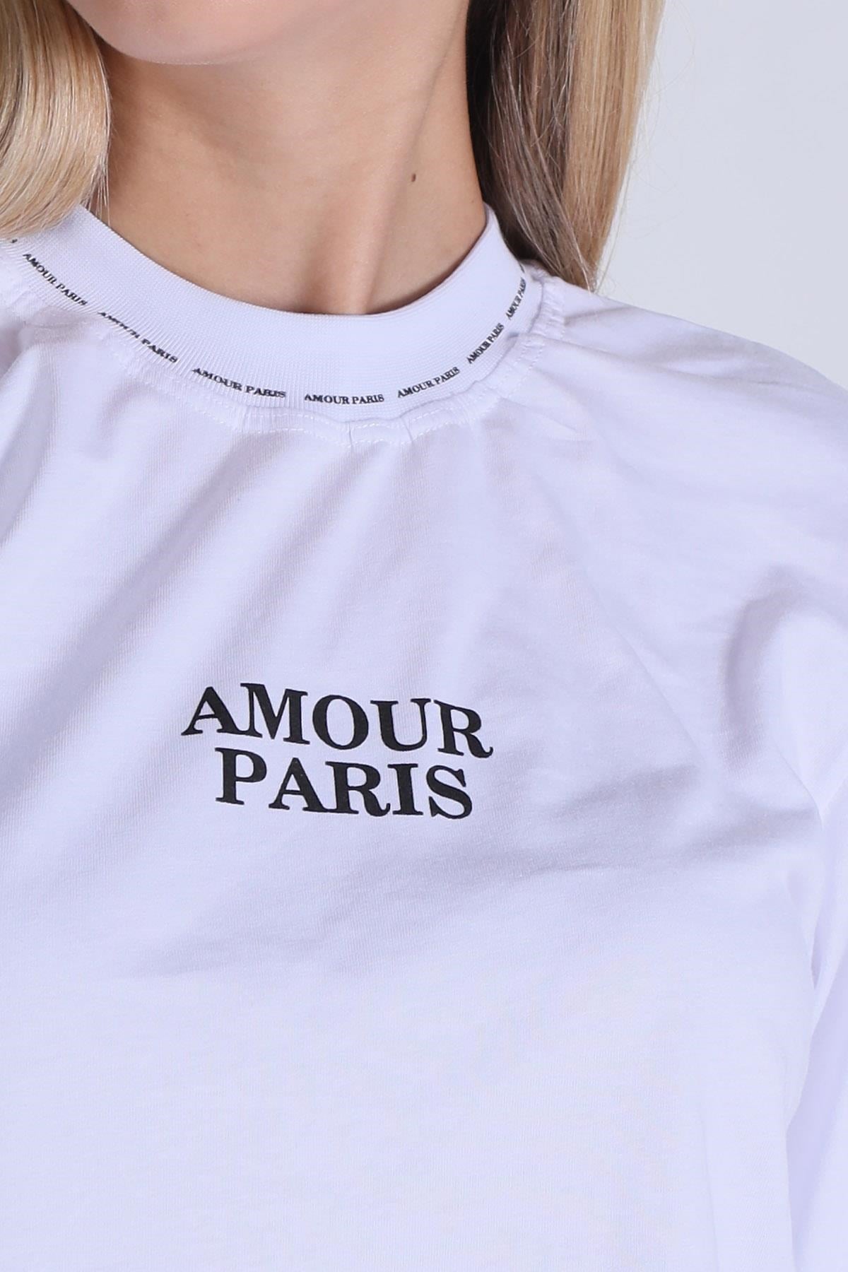 Beyaz Amour Baskı Tişört 23458