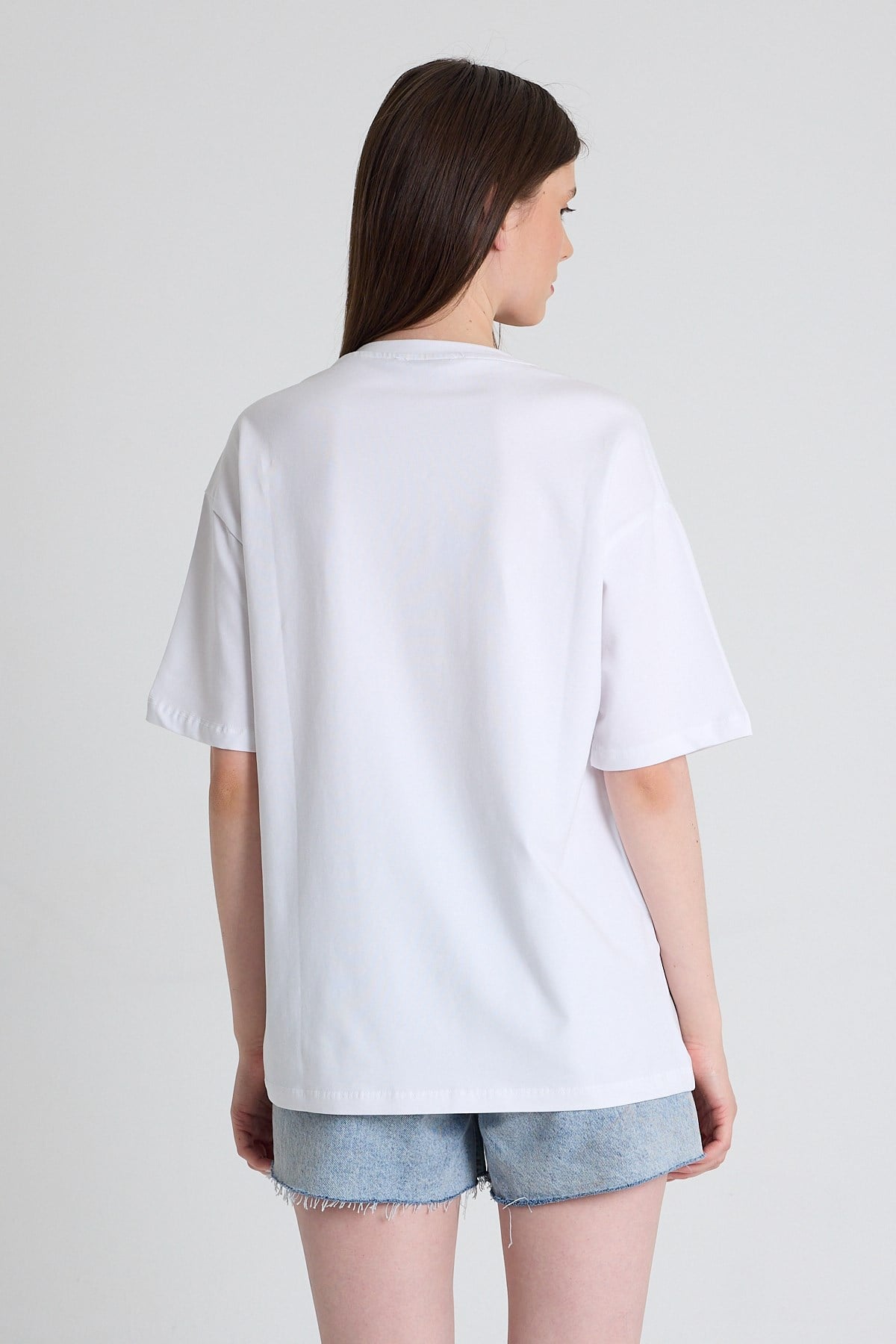Beyaz Ayı Baskılı Oversize Tişört 6402
