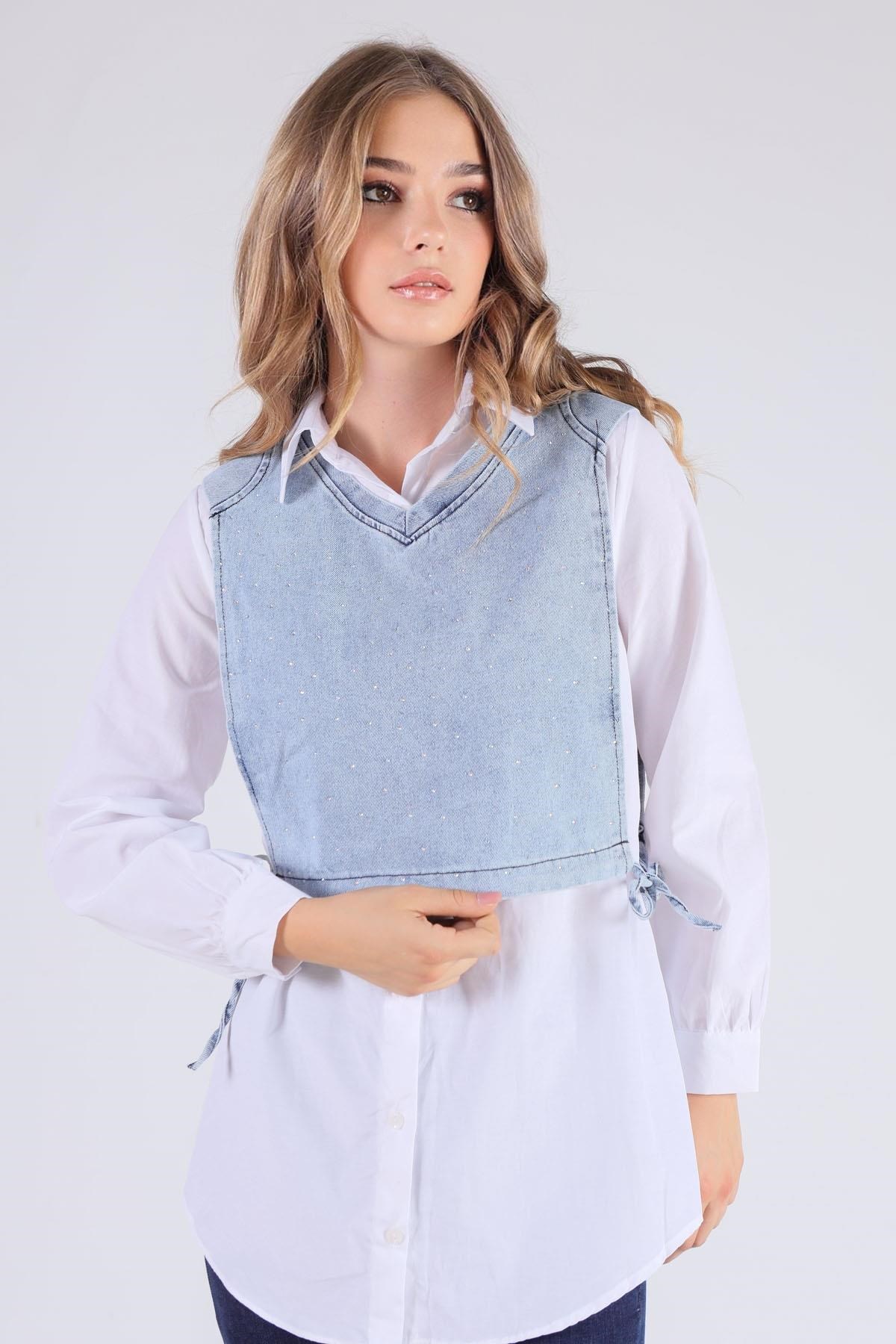 Beyaz Kot Bolerolu Tunik 3447