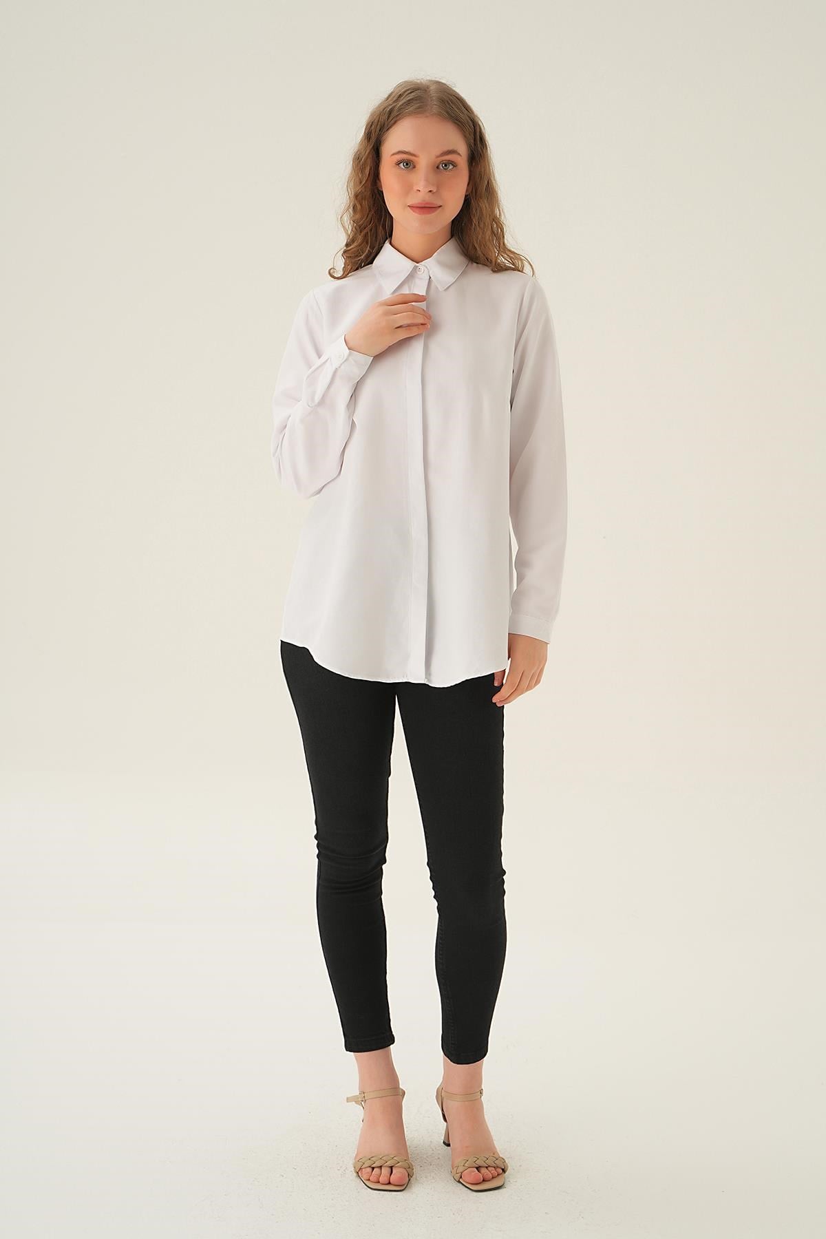 Beyaz Oversize Gömlek 6885A